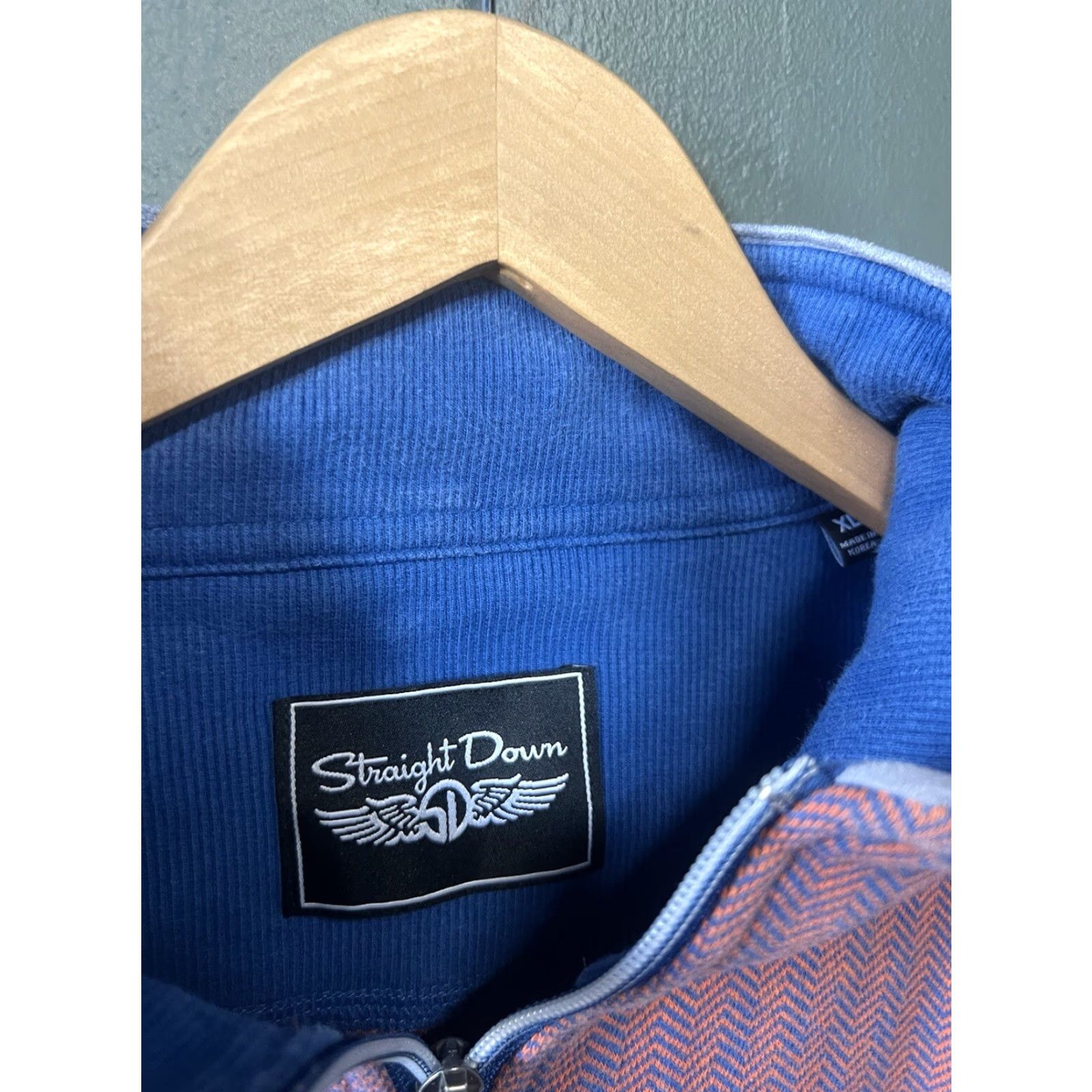 Vintage StraightDown Sweater XL Blue 1/4 Zip Waffle Knit Pullover Mens Size US XL / EU 56 / 4 - 3 Thumbnail