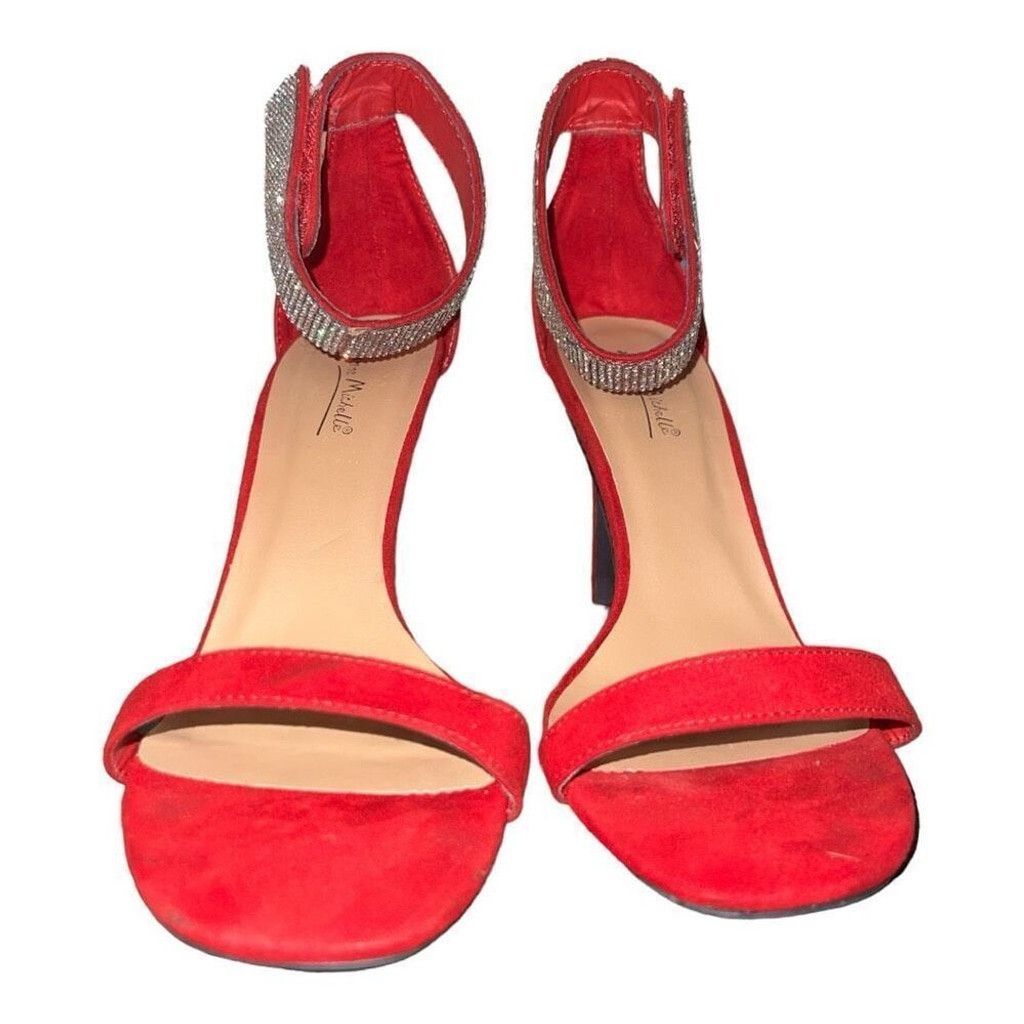 Other Anne Michelle Red Sandal Heels with Sparkly Ankle Strap Size US 9 / IT 39 - 2 Thumbnail
