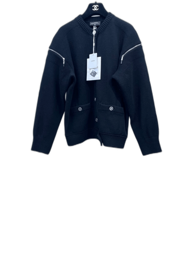 Chanel Chanel Black Zip Knit Jacket Size US S / EU 44-46 / 1 - 1 Thumbnail