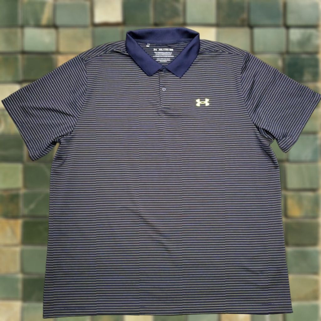 Under Armour Under Armour Polo Shirt Mens XL Navy Blue Striped Performance Golf Loose Fit Shirt Size US XL / EU 56 / 4 - 1 Thumbnail