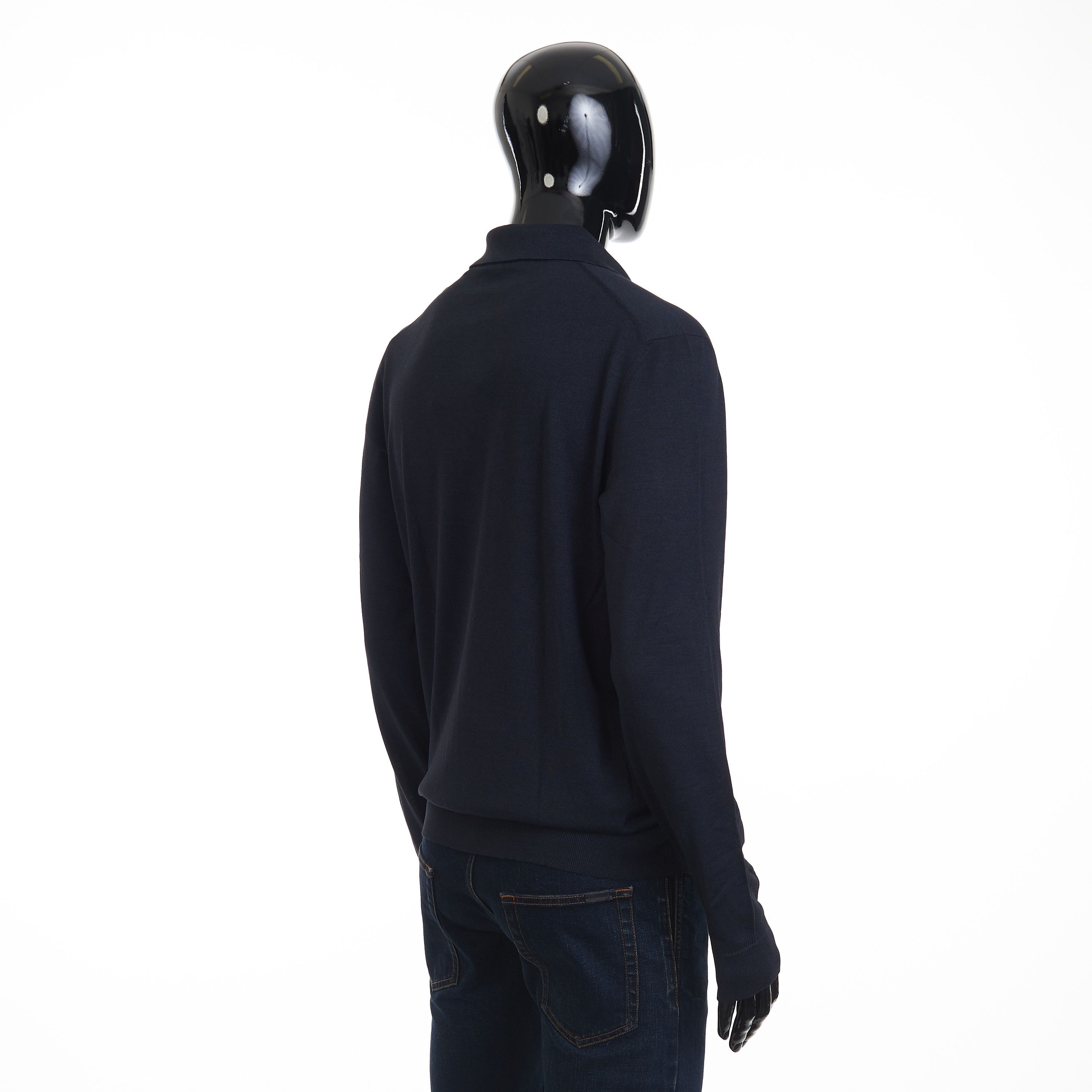 Navy Blue Longsleeve Polo Shirt - 3btn, Eagle Head Accessory