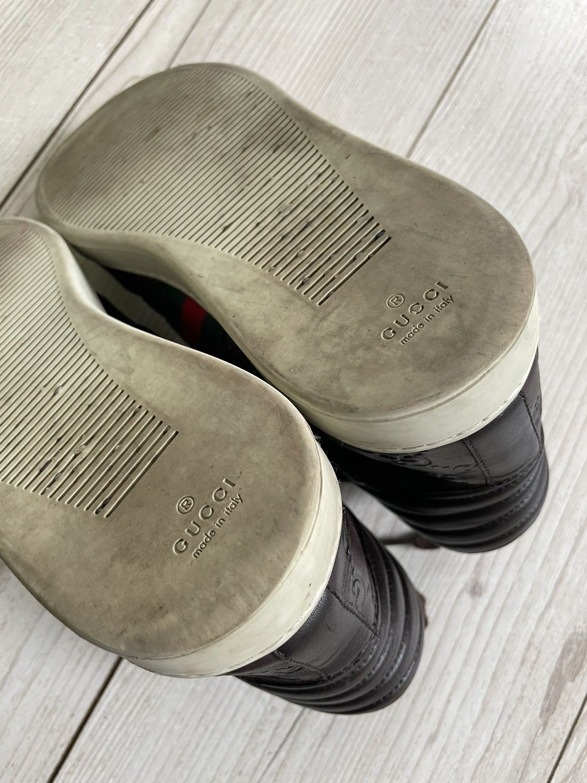 Gucci GUCCI Sneakers Hi-Top Leather Web Guccisima GG Monogram Size US 8 / EU 41 - 16 Thumbnail