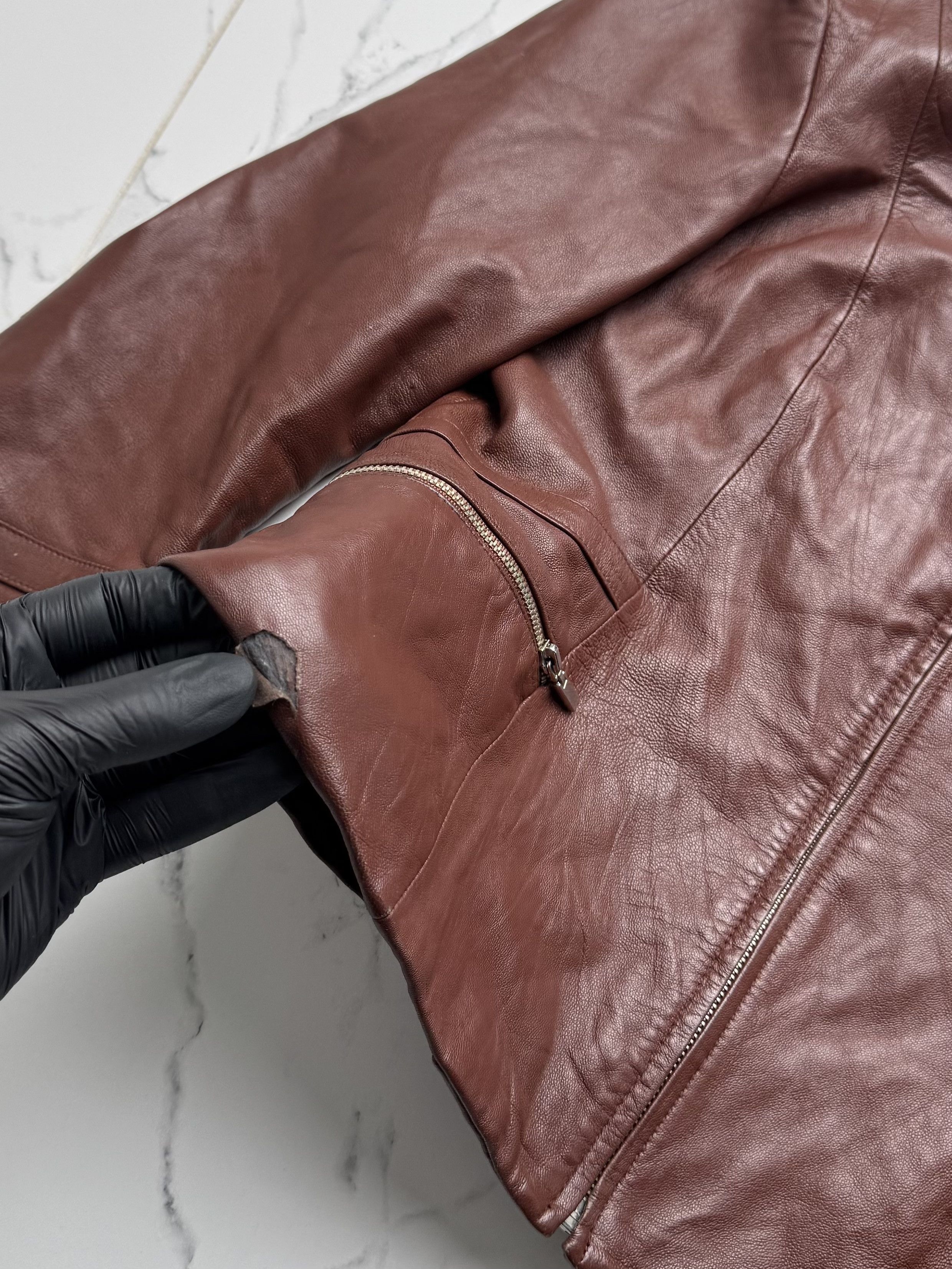 Japanese Brand Vintage Women's Brown Leather Jacket Zip Up Fitted Classic Size M / US 6-8 / IT 42-44 - 6 Thumbnail