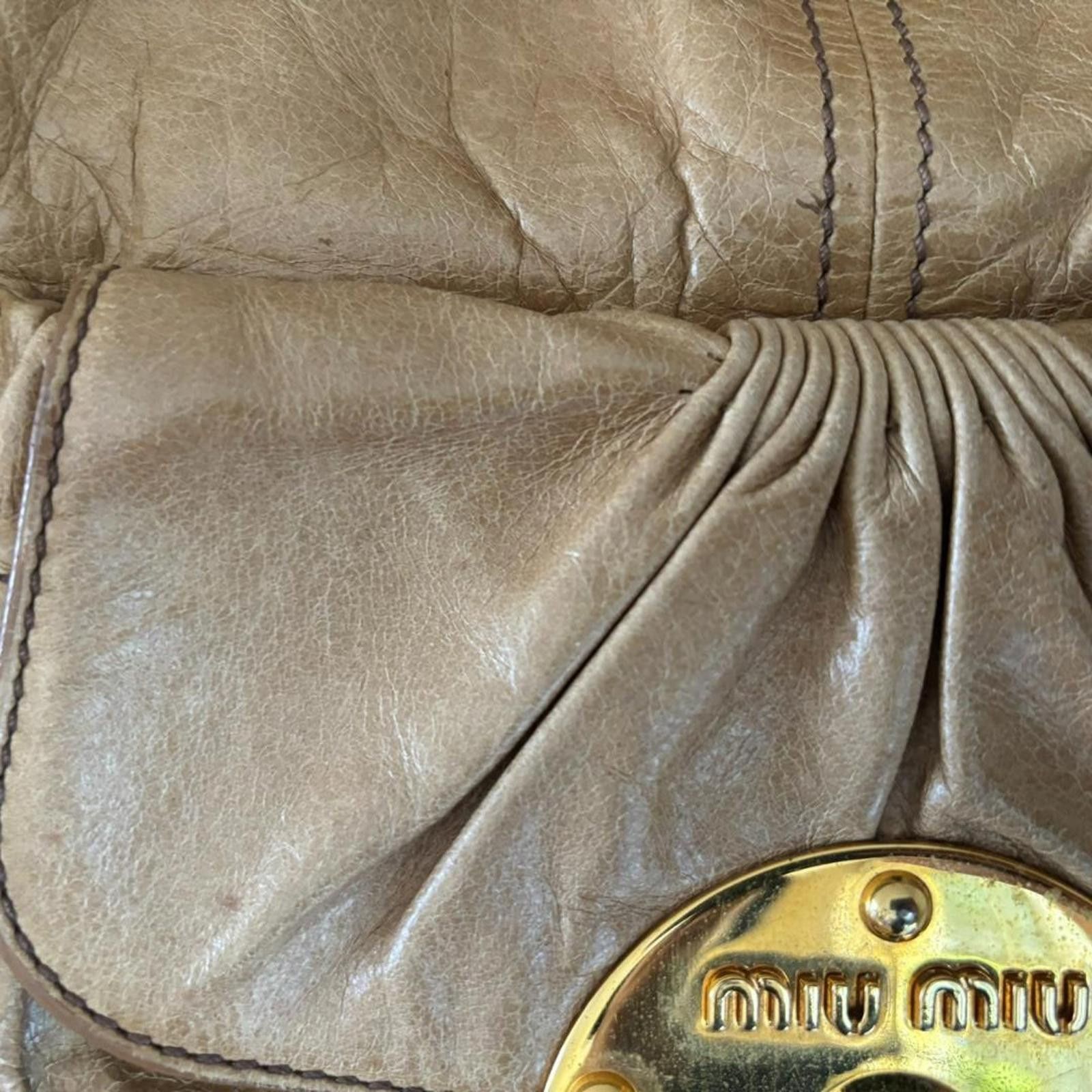 Miu Miu Miu Miu - Beige Leather Tote Bag Gold Hardware Size ONE SIZE - 5 Thumbnail