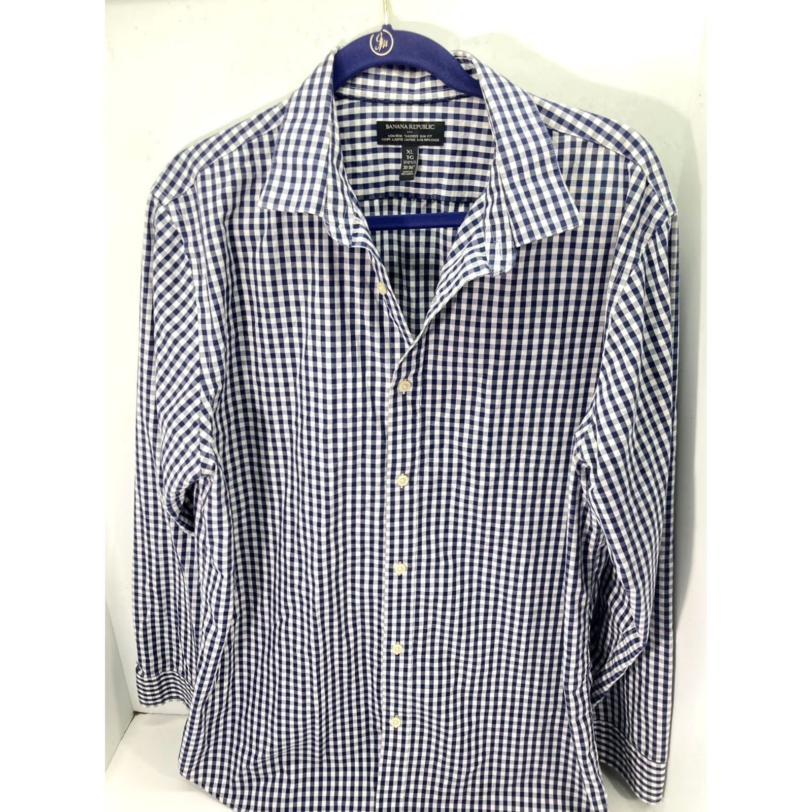 Banana Republic VINTAGE Banana Republic Button Up Shirt XL Mens Blue White Non Iron Tailored Slim Fit Size US XL / EU 56 / 4 - 5 Thumbnail