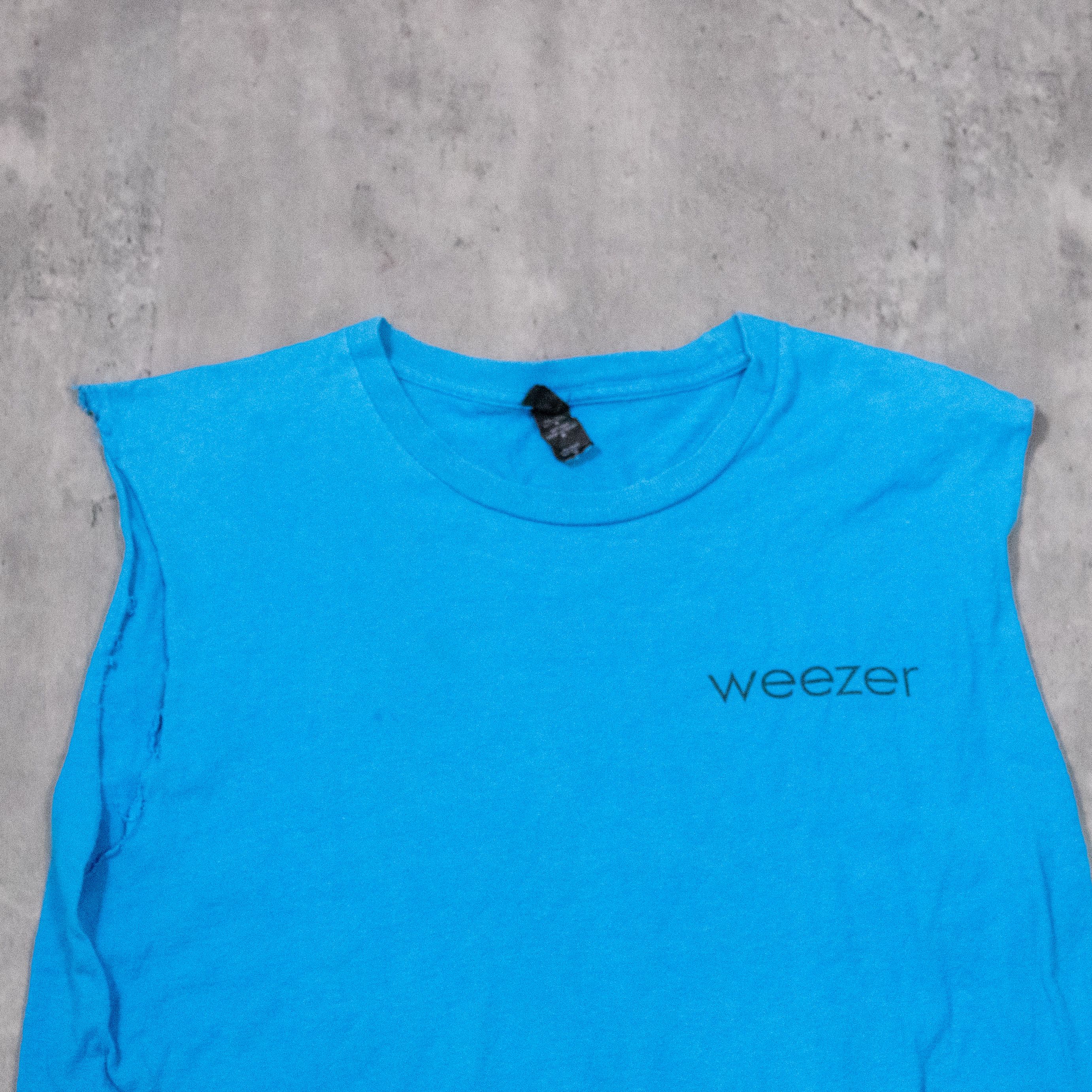 Band Tees Weezer blue album cut off bright blue tank top T-Shirt Size US S / EU 44-46 / 1 - 5 Thumbnail
