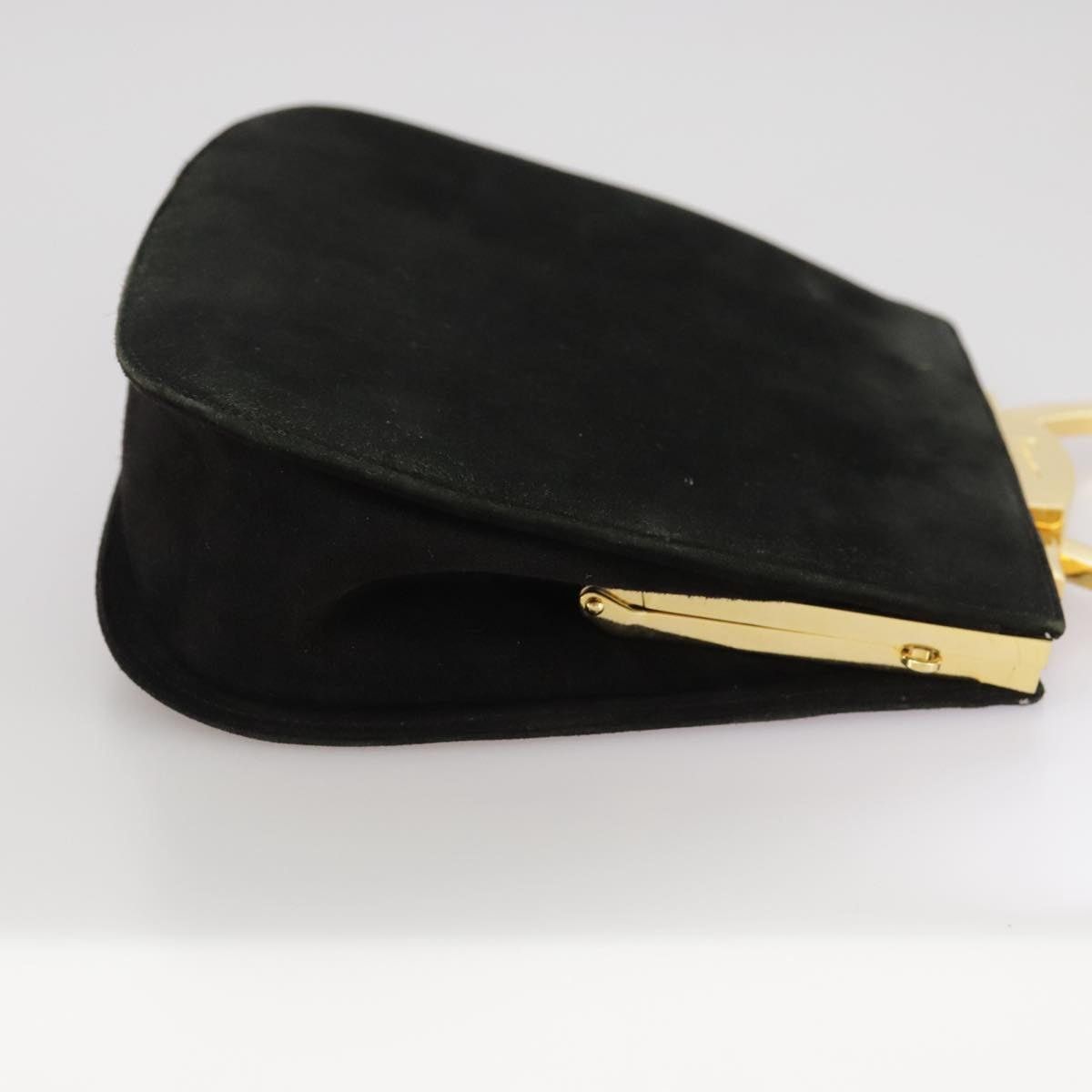 Salvatore Ferragamo Salvatore Ferragamo Gancini Hand Bag Suede Black Gold Size ONE SIZE - 7 Thumbnail