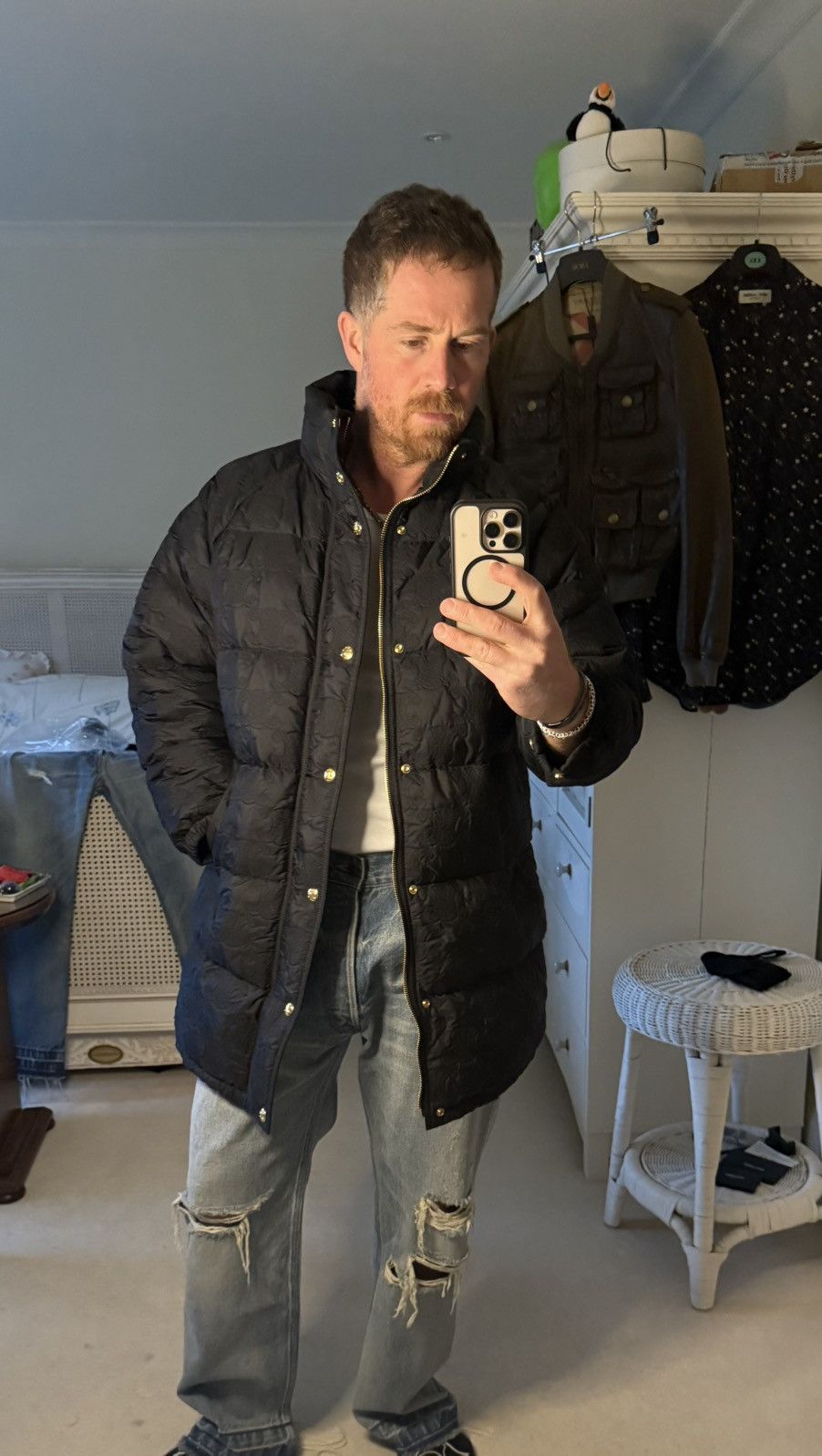 Celine $5k Celine Long Triomphe black logo coat jacket Hedi Slimane Size US M / EU 48-50 / 2 - 1 Thumbnail