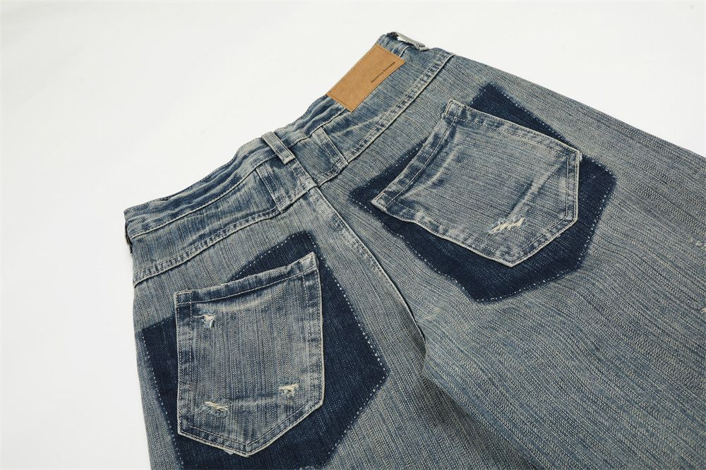 Jean Men's retro punk ripped distressed washed jeans Size US 32 / EU 48 - 5 Thumbnail