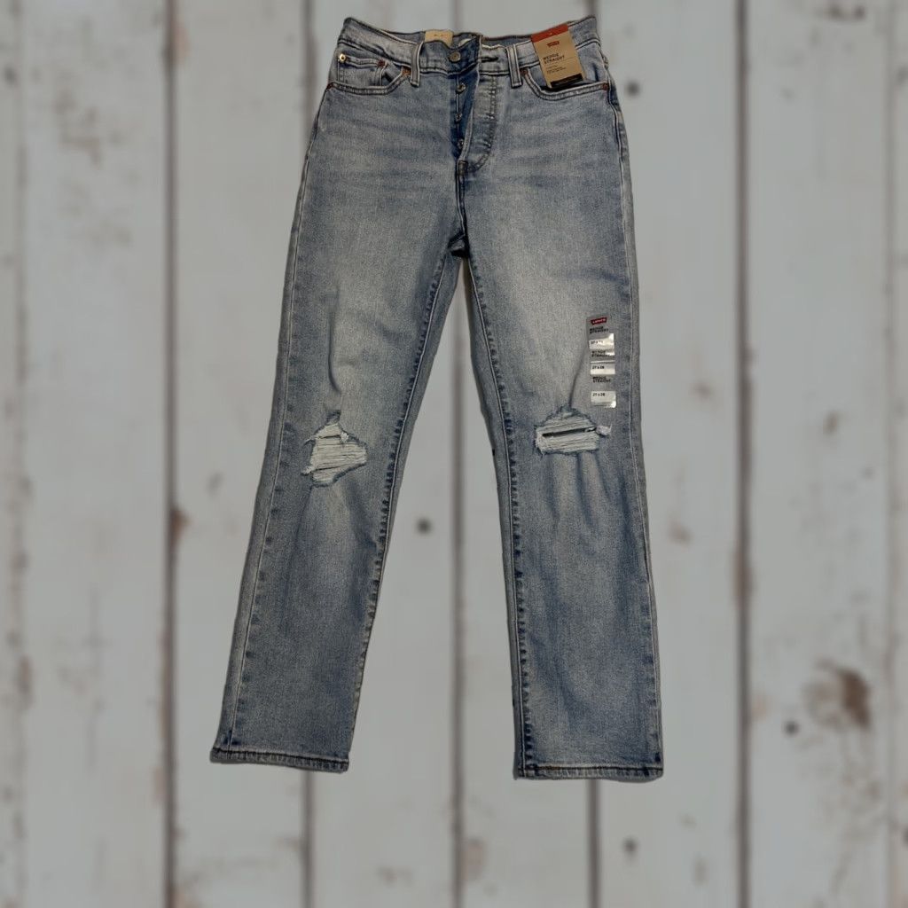 Levi's Levi's Jeans Women 27x28 Wedgie Straight Fit High Rise Button Fly Distressed Blue 99% Cotton 1% Elastane Regular Inseam 28 Pocket 5 Size 27" / US 4 / IT 40 - 1 Thumbnail