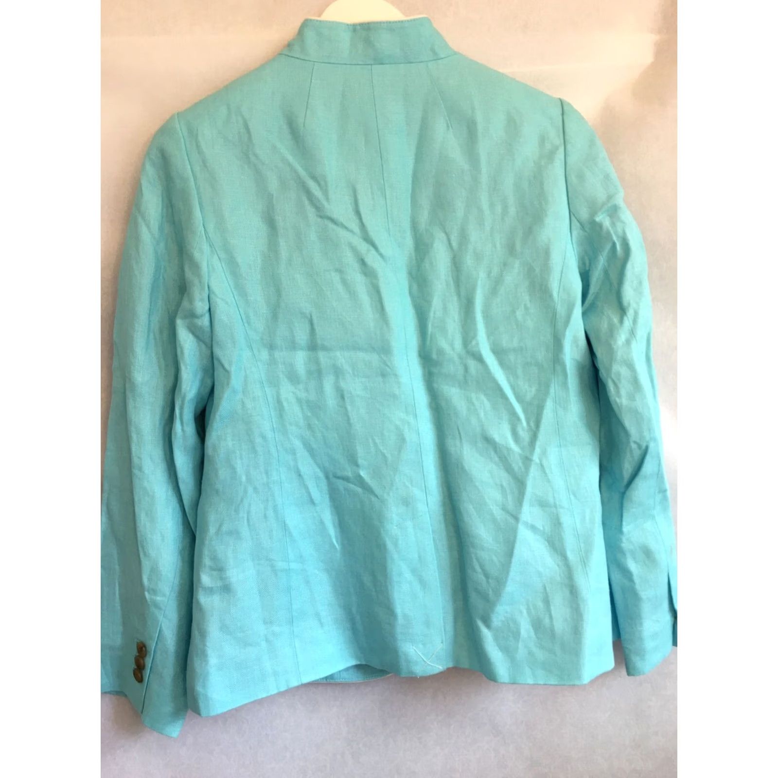 Talbots Talbots Womens Blazer Shirt Linen One-Button Long Sleeve Blue 8 Lined Pocket Notch Lapel Vintage? No Size M / US 6-8 / IT 42-44 - 2 Thumbnail