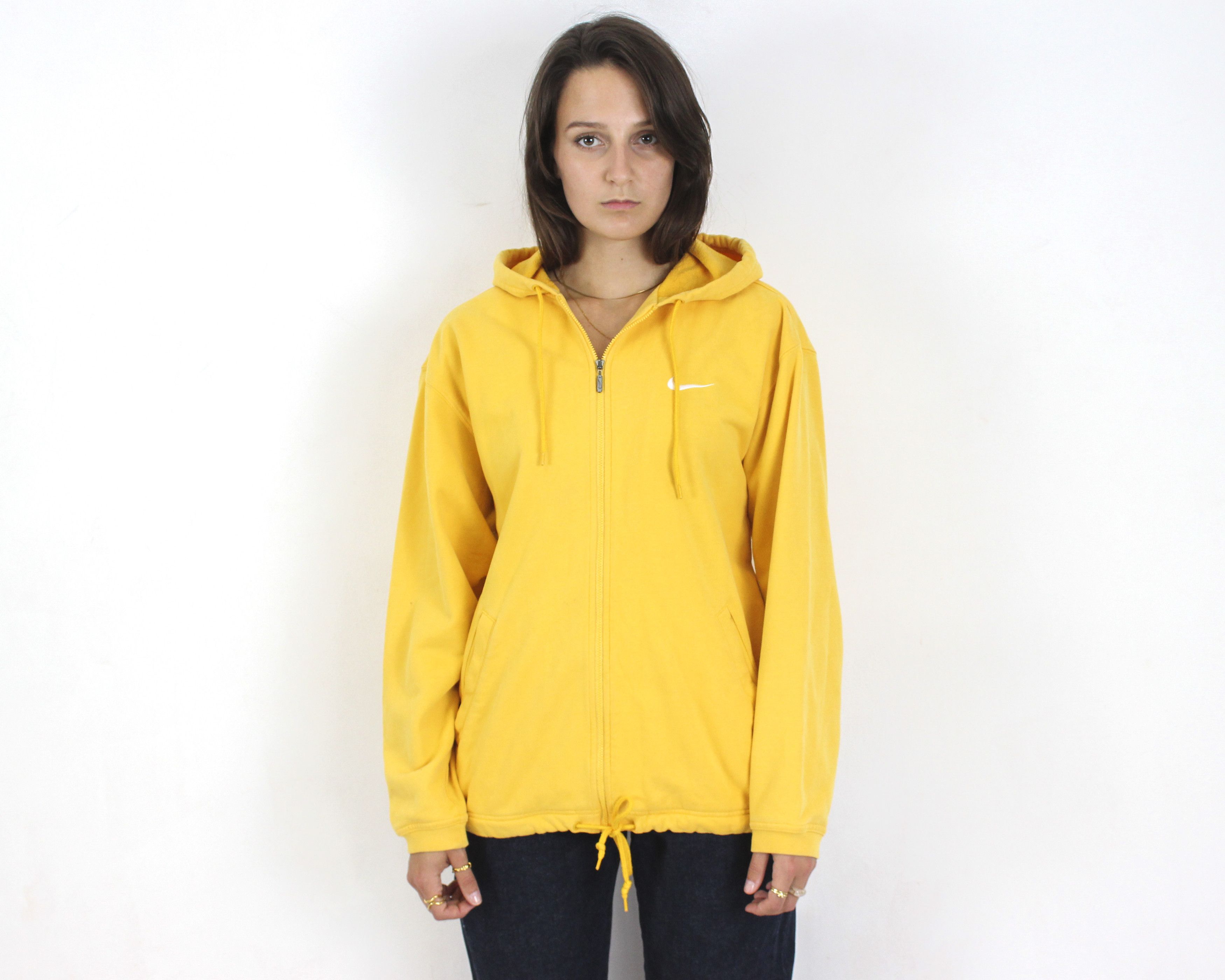 Nike × Vintage y2k Women S zip Hoodie Jumper Sweatshirt Uni Jacket Yellow Size S / US 4 / IT 40 - 1 Thumbnail