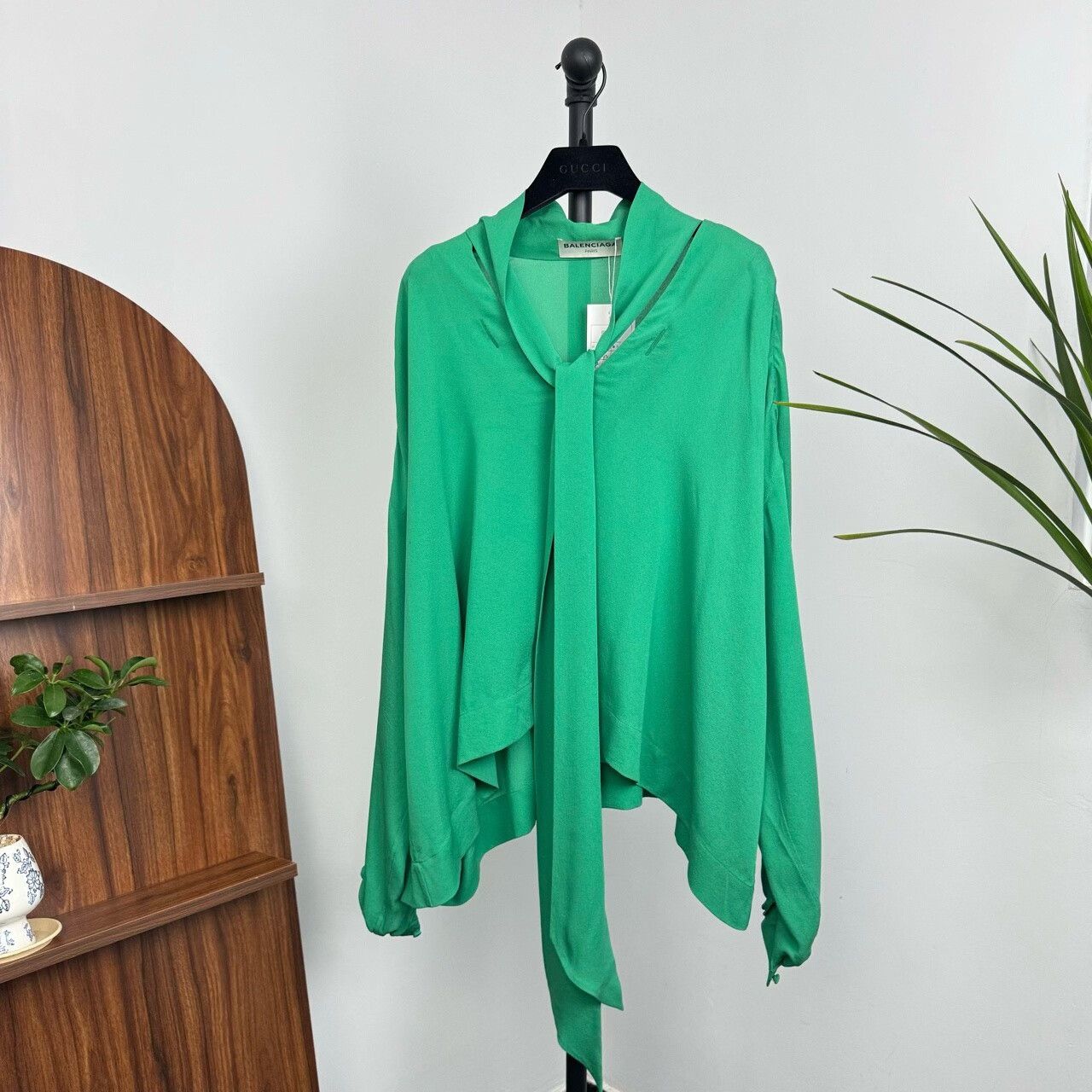 Balenciaga Silk Blouse in Vibrant Green