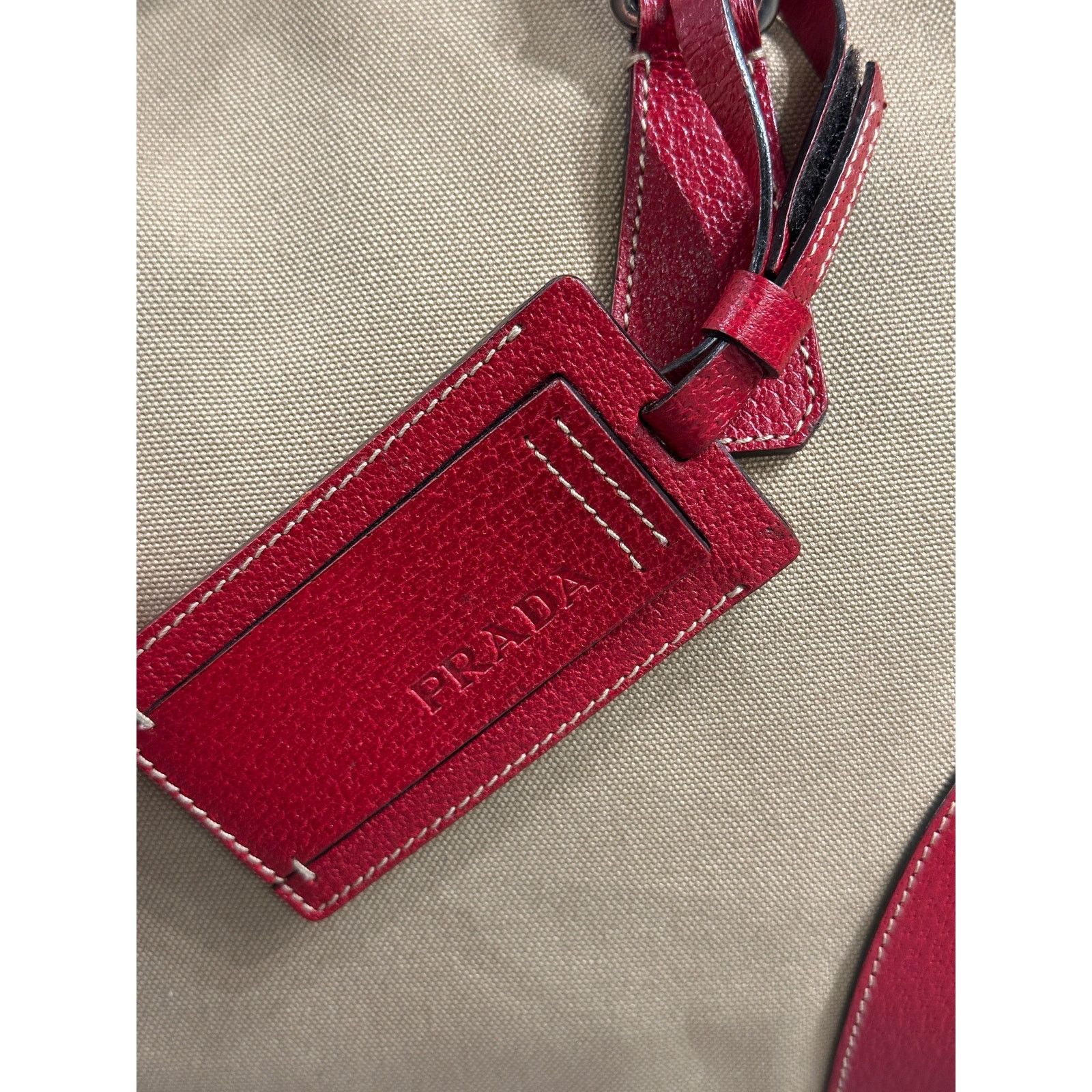 Prada 2000s Prada jacquard bowler bag with red leather trim Size ONE SIZE - 13 Thumbnail