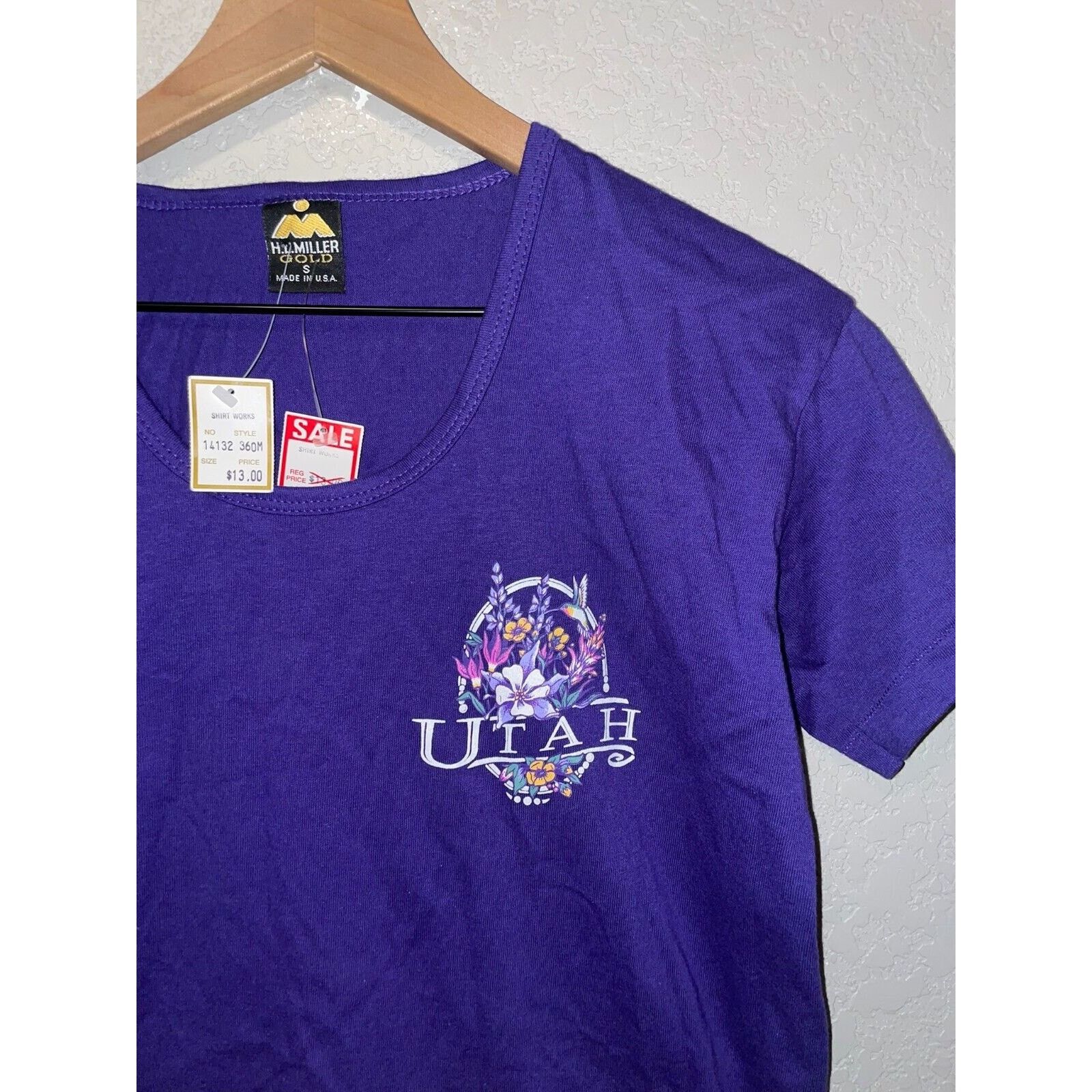 Vintage Vintage Womens Utah Shirt Purple State Bird Tee Top 90s S Size S / US 4 / IT 40 - 2 Thumbnail