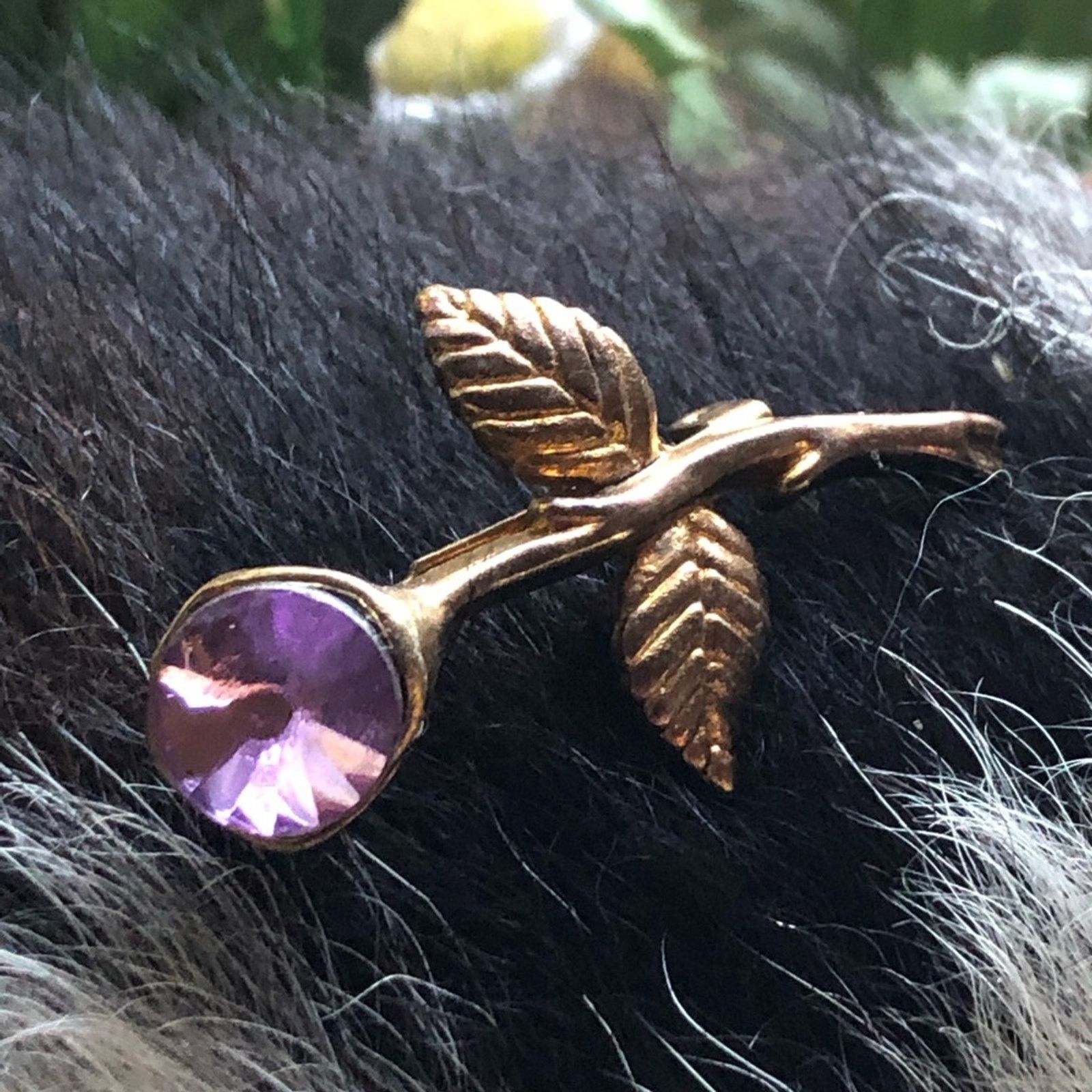 Vintage Vintage 80s lilac rivoli cut thorn rose brooch pin Size ONE SIZE - 1 Thumbnail