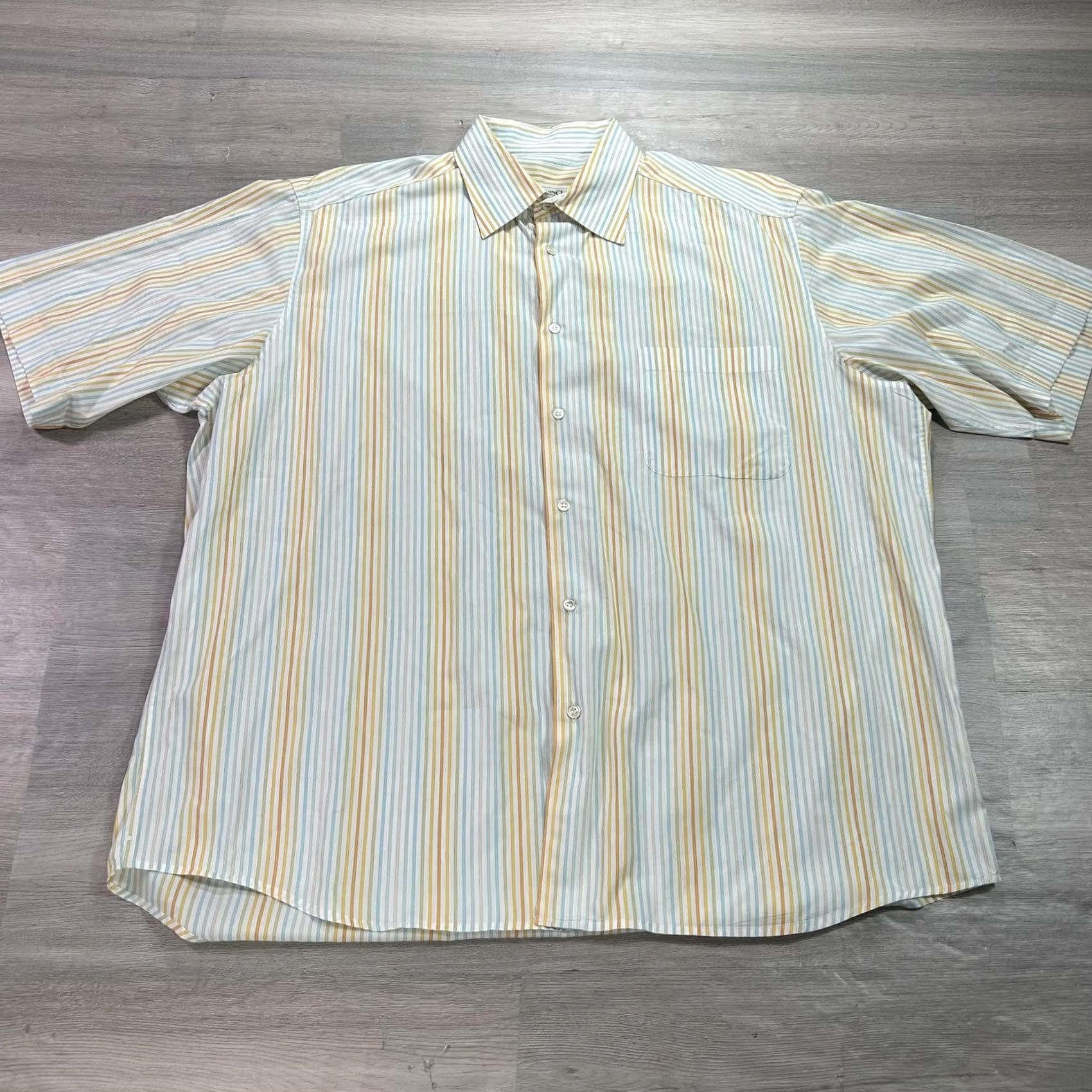 Vintage VINTAGE Davinci Sport Shirt Mens 2XL White Pastel Stripe Button Up Italy Size US XXL / EU 58 / 5 - 2 Thumbnail