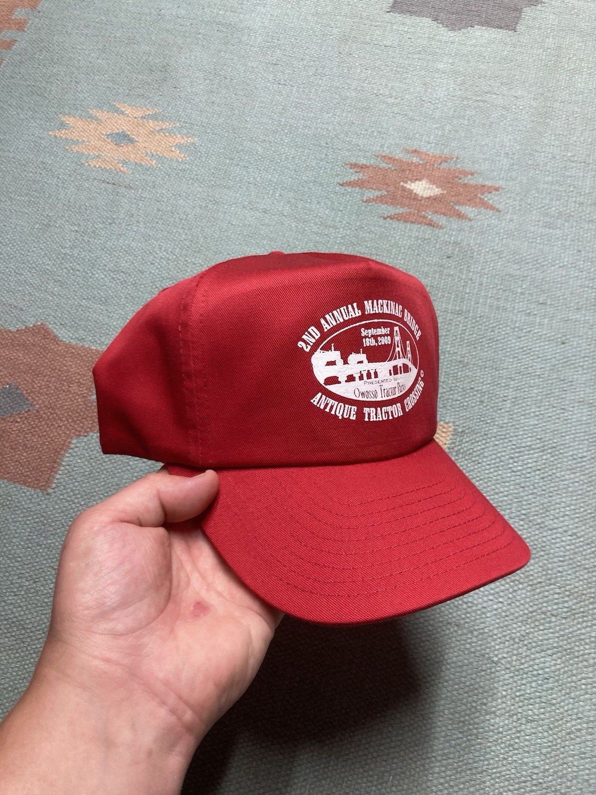 Vintage SnapBack hat Mackinac bridge antique tractor crossi Michigan Size ONE SIZE - 1 Thumbnail