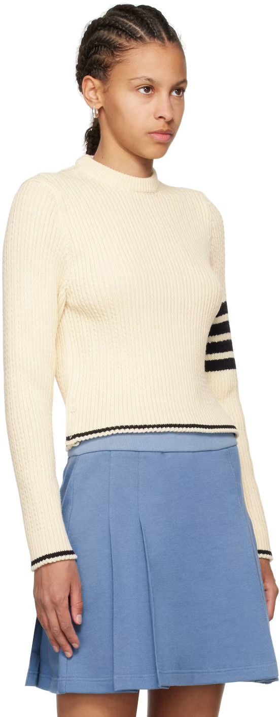 Thom Browne o1s22i1n0924 '4-Bar Virgin Wool Sweater in Ivory Size XS / US 0-2 / IT 36-38 - 2 Thumbnail