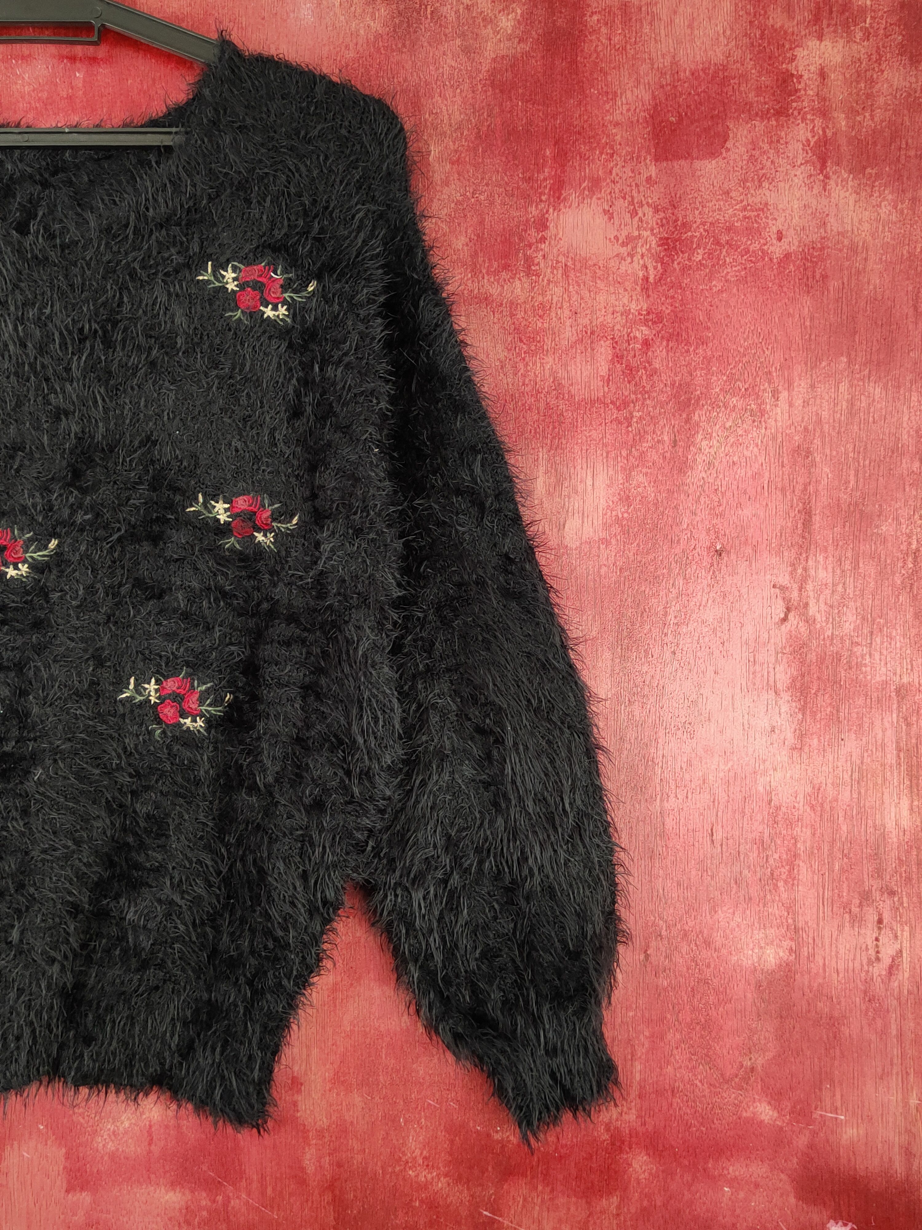 Homespun Knitwear × Japanese Brand × Vintage Earth Music & Ecology Black Fur Mohair Knitwear #S1886 Size S / US 4 / IT 40 - 6 Thumbnail