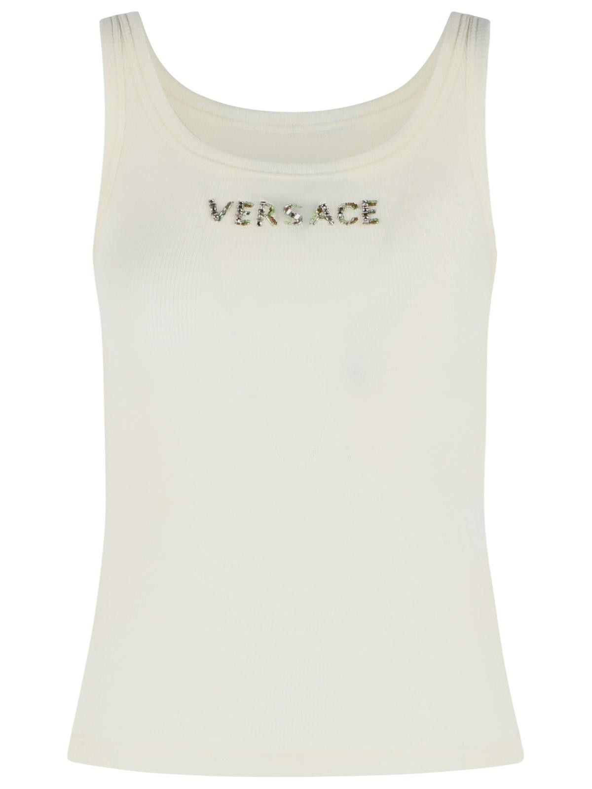 Versace Cream Virgin Wool Tank Top, Women's (Size Xs)