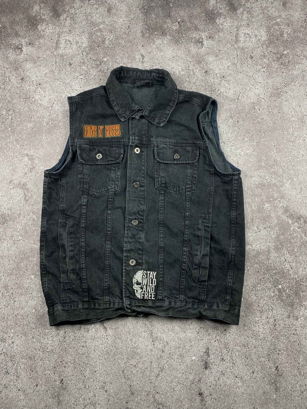 Band Tees × Vintage Vintage 90s Guns N Roses Denim Vest Metallica Pink Floyd Size US XL / EU 56 / 4 - 1 Thumbnail