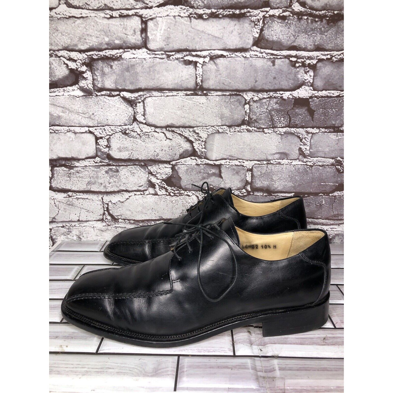 Pronto Uomo Pronto Uomo Black Leather Oxford Derby Lace Up Dress Shoes M Size US 10.5 / EU 43-44 - 1 Thumbnail