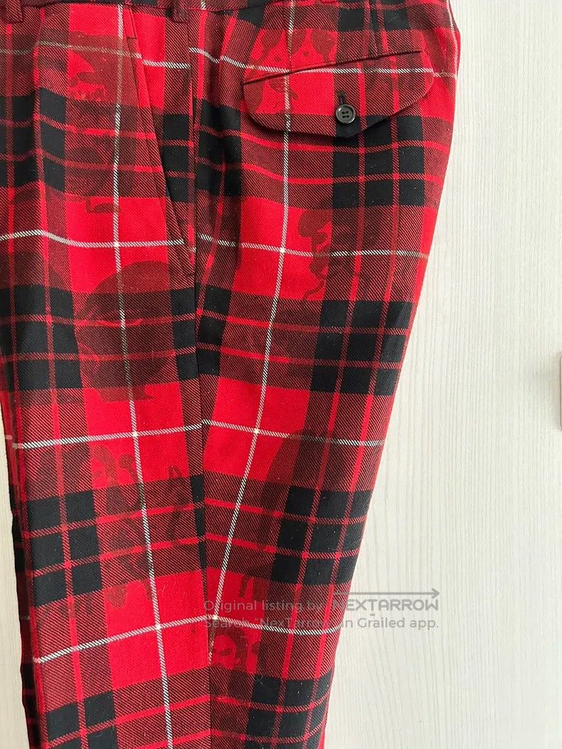 Comme des Garcons Comme Des Garcons size S Red checkered wool long pants Size 23" - 3 Thumbnail