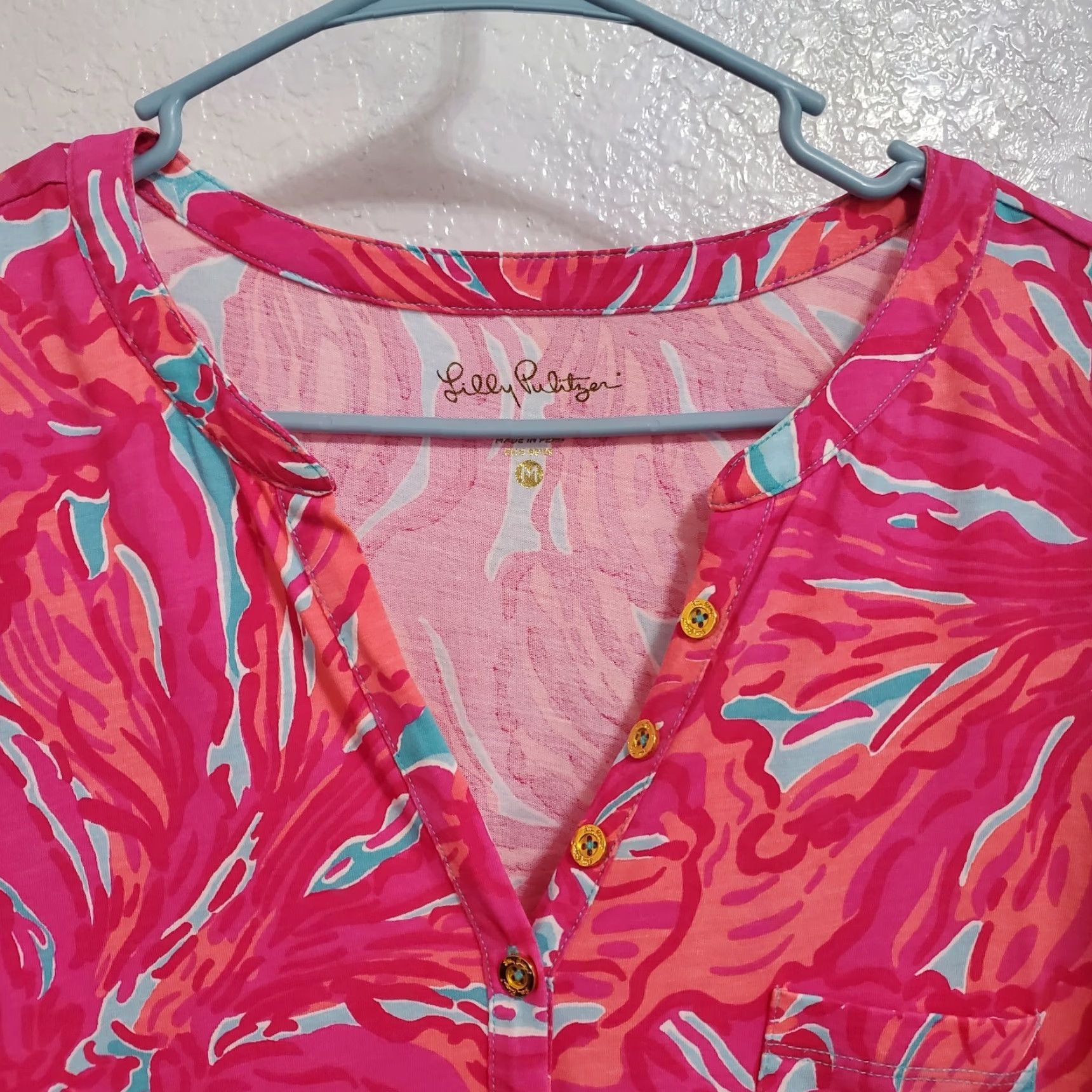 Lilly Pulitzer Lilly Pulitzer Alessia Dress Womens M Pima Cotton Pink Floral Resort Sea V-Neck 3/4 Sleeve Pullover Knee Length A-Line Sundress Size M / US 6-8 / IT 42-44 - 4 Thumbnail