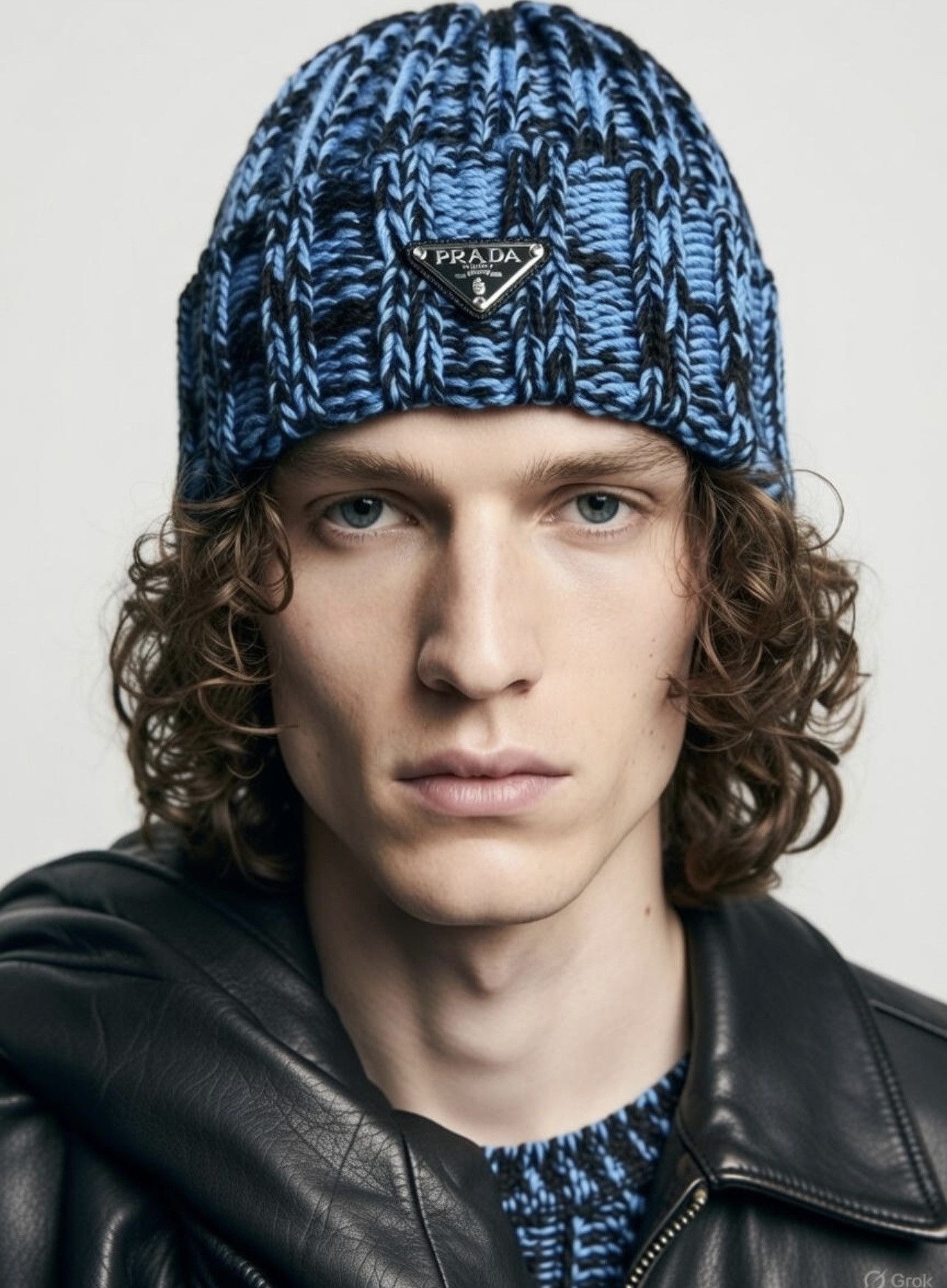Prada 🔥 Prada x RAF Simons blue cashmere wool beanie knitted hat Size ONE SIZE - 2 Thumbnail