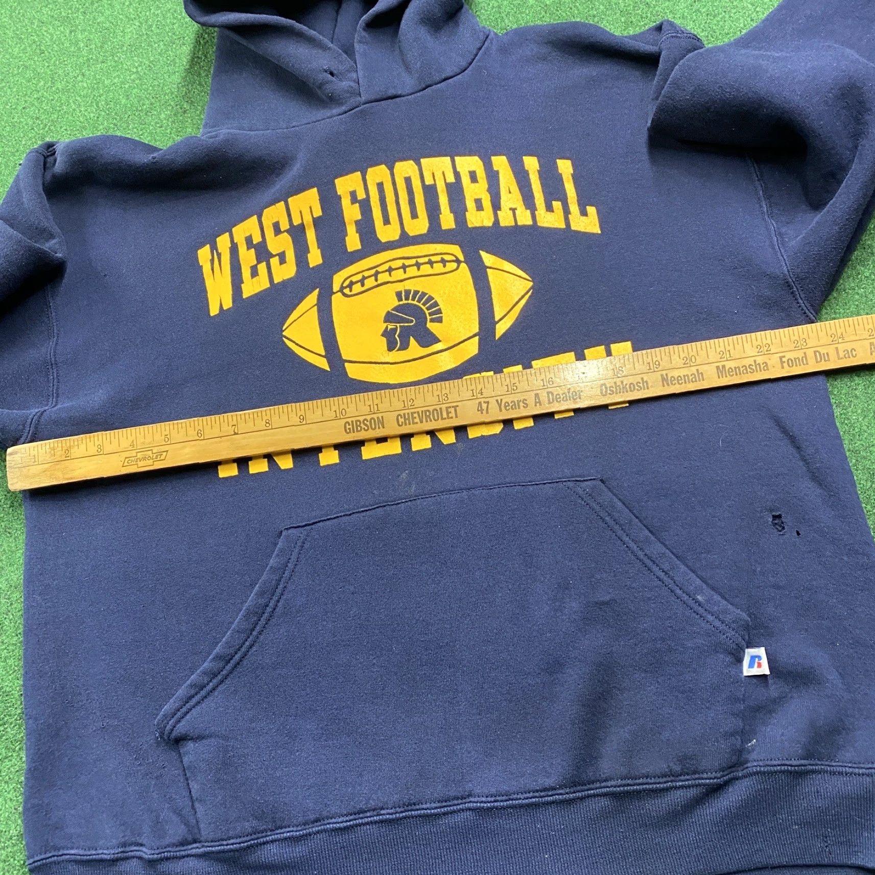 Vintage VINTAGE Russell Hoodie Mens L Blue 90s School Logo Graphic Print Sweatshirt Size US L / EU 52-54 / 3 - 7 Thumbnail