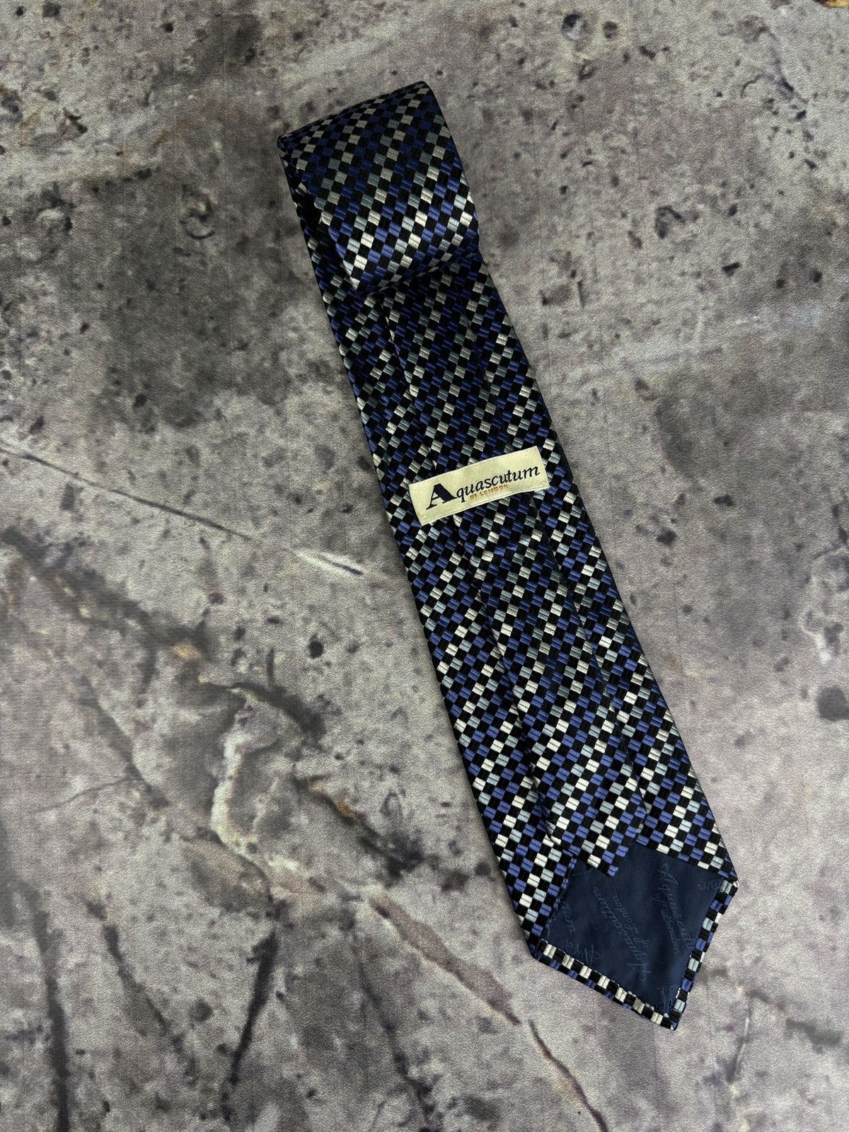 Aquascutum Aquascutum London Silk Tie Geometric Check Pattern Size ONE SIZE - 1 Thumbnail