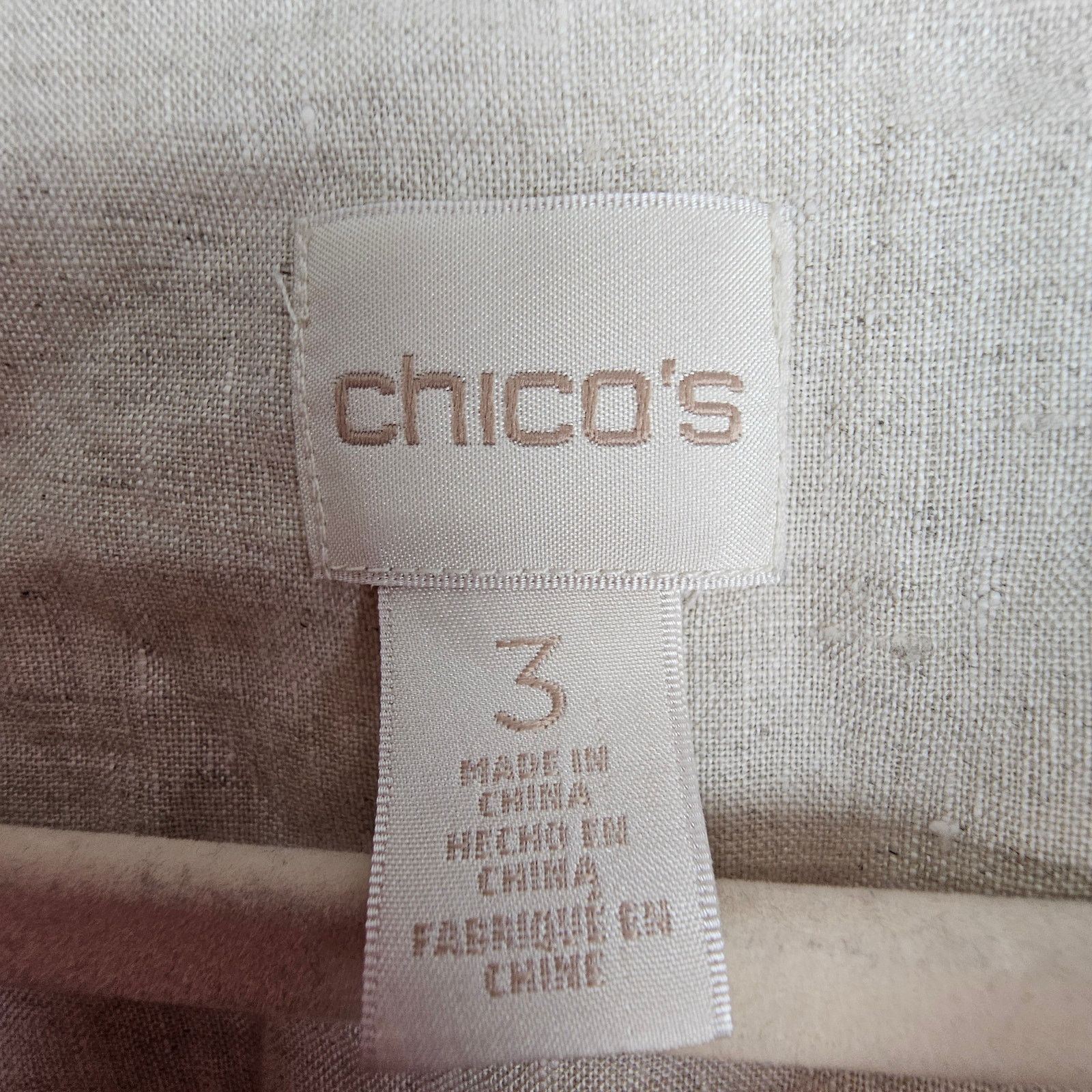 Chicos Chicos Womens Linen Top L Coastal Grandma Resortwear Beach Size L / US 10 / IT 46 - 6 Thumbnail