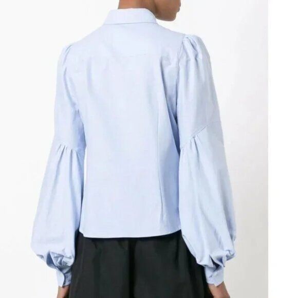 Marc Jacobs Marc Jacobs Bishop Embroidered Oxford Shirt Blue Long Sleeve Size S / US 4 / IT 40 - 11 Thumbnail