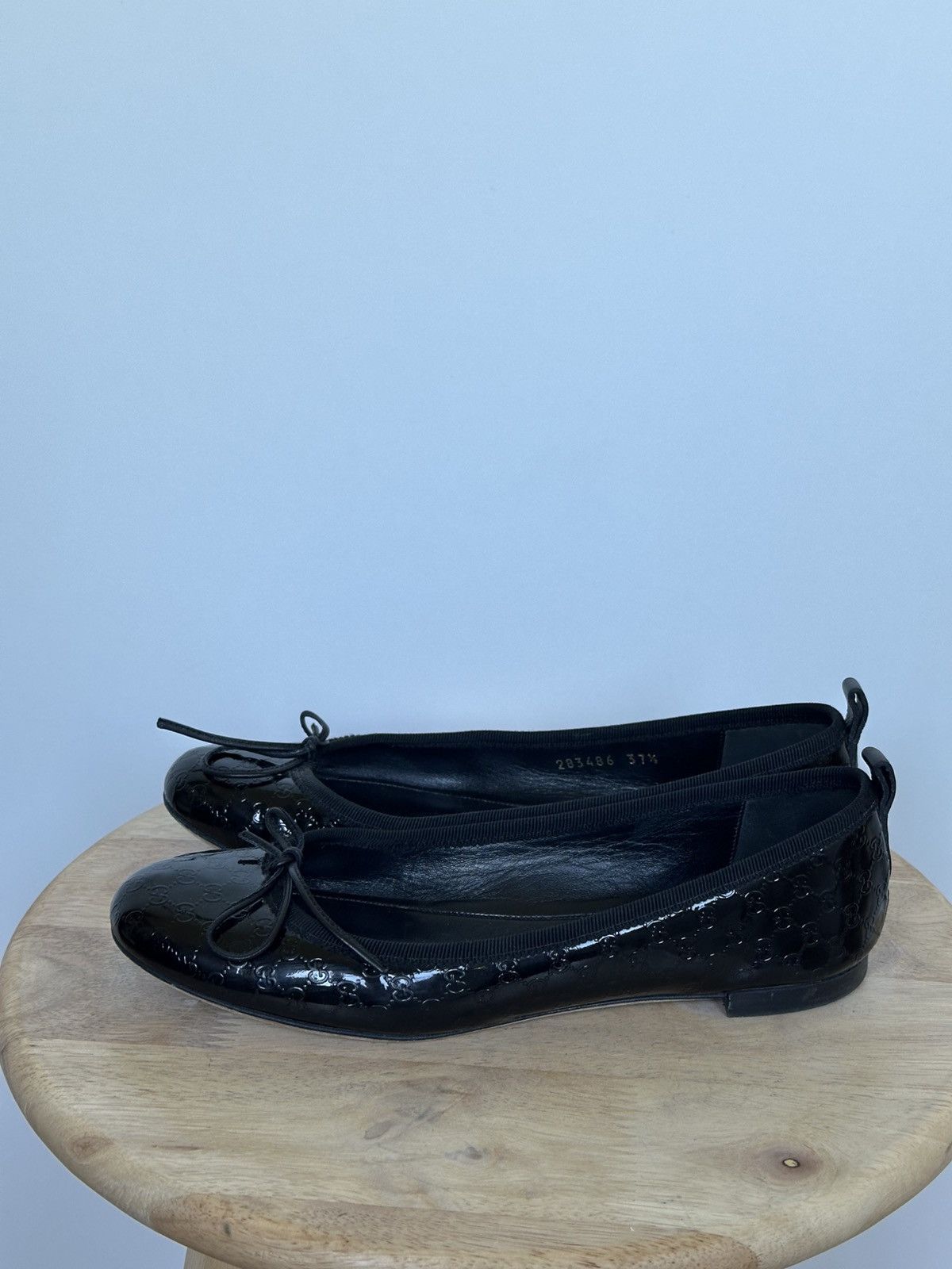 Gucci Gucci Black Microguccissima Patent Leather Ballet Flats Size US 6.5 / IT 36.5 - 3 Thumbnail