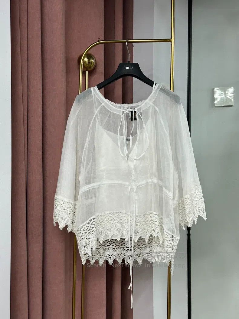 Loewe Loewe White lace blouse Size XXS / US 00 / IT 34 - 1 Thumbnail