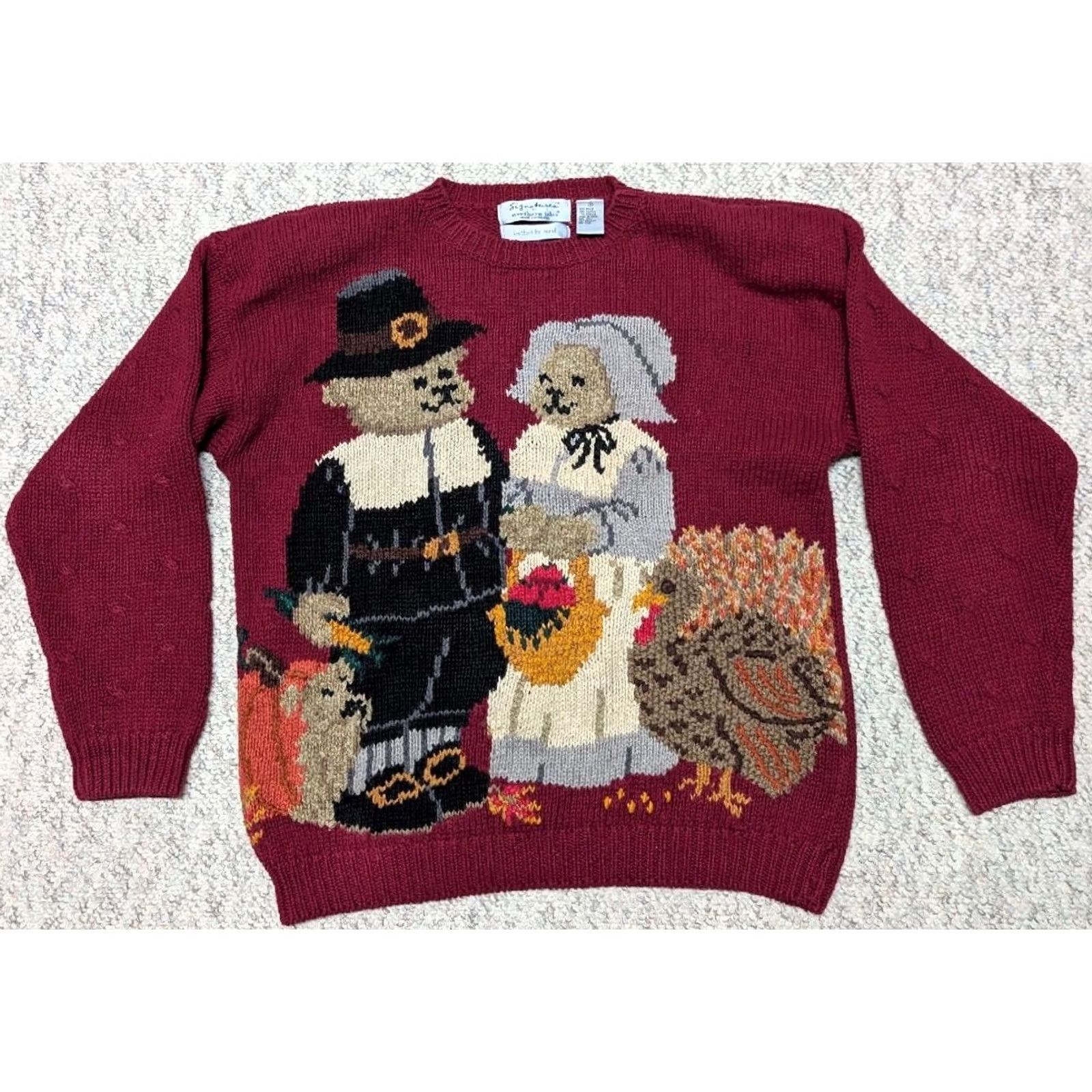 Vintage VINTAGE BEAR american settlers M AUTUMN sweater PILGRIM polo Women Burgundy Cotton Size M / US 6-8 / IT 42-44 - 5 Thumbnail