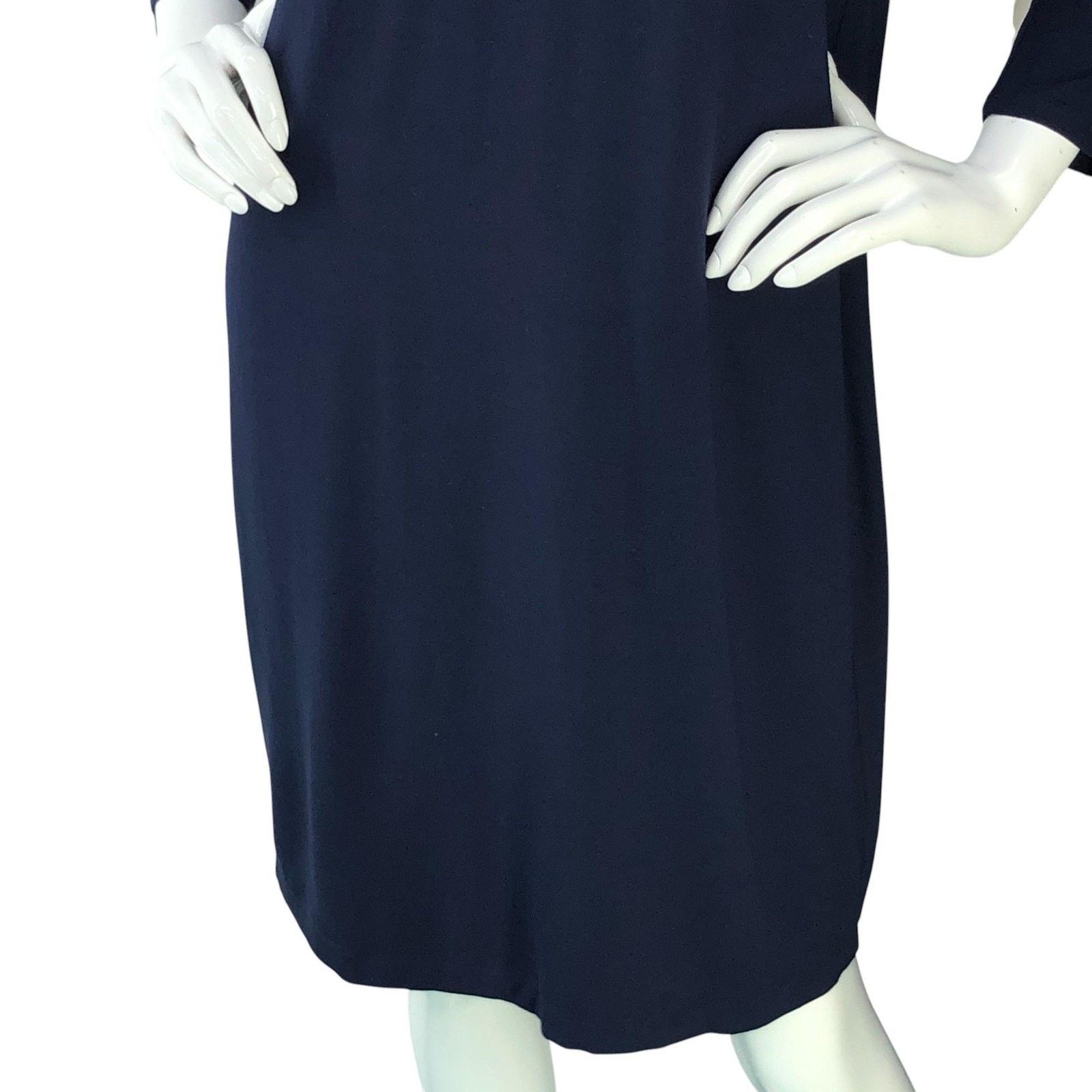 Eileen Fisher Eileen Fisher Dress S Navy Blue Long Sleeve V Neck Stretch Size S / US 4 / IT 40 - 3 Thumbnail