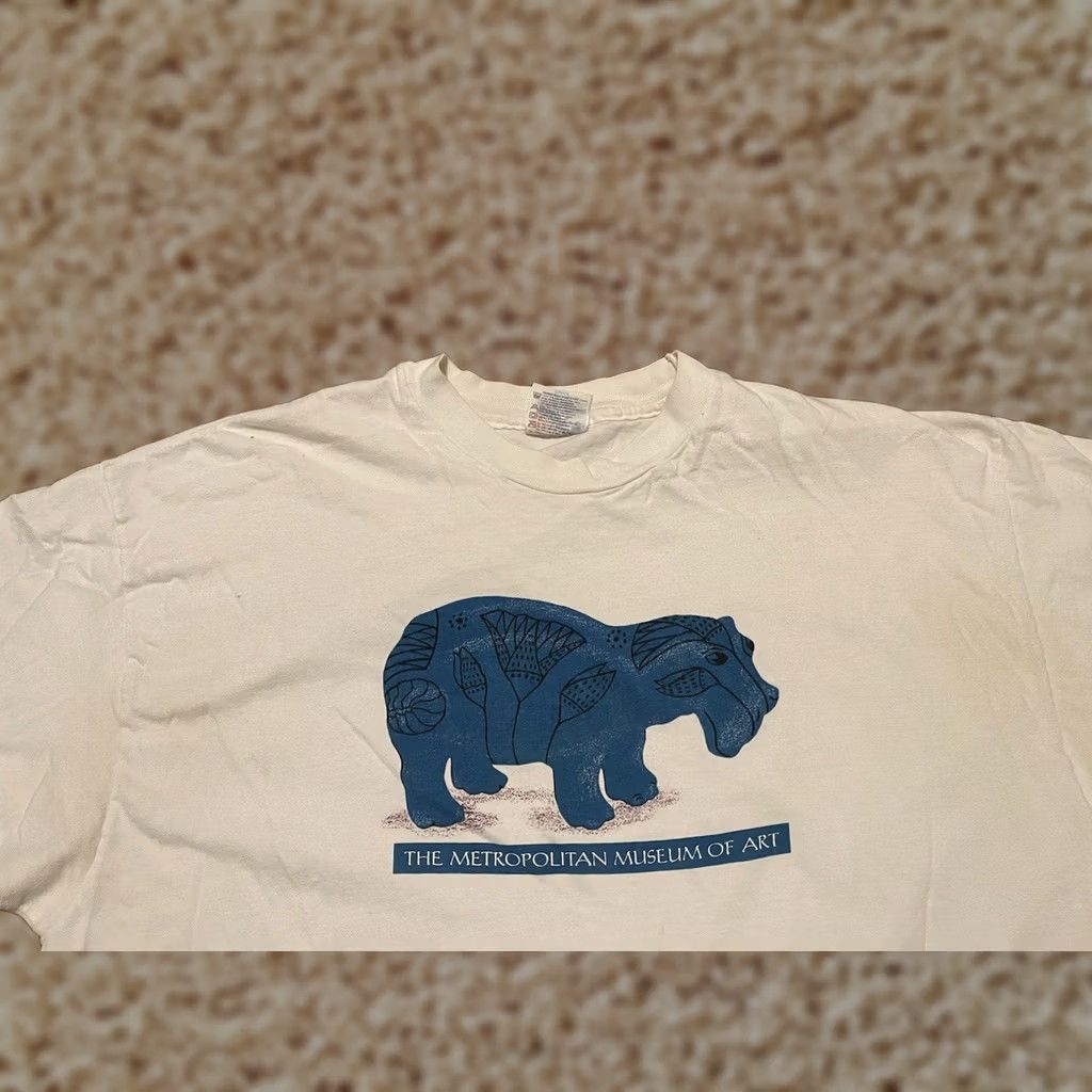 Hanes Vintage MET Shirt Faience Hippopotamus - Adult XL Size US XL / EU 56 / 4 - 1 Thumbnail