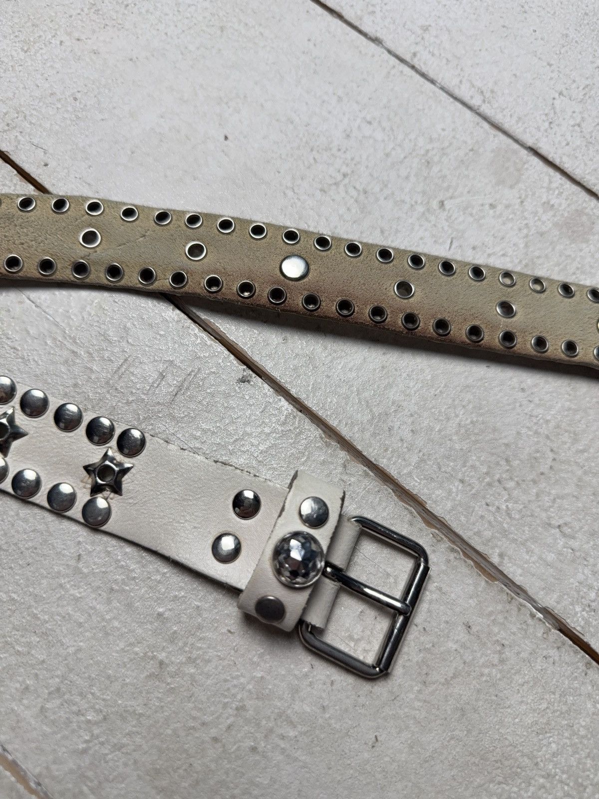 Hysteric Glamour Vintage Leather Belt Y2K Rhinestones Punk Metal Avant Garde Size ONE SIZE - 9 Thumbnail