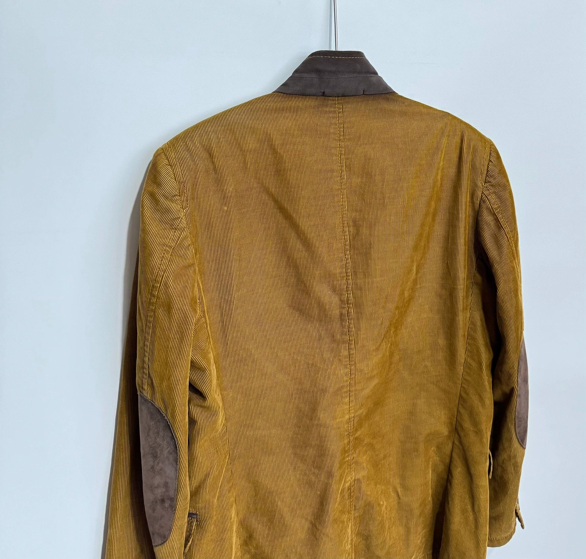 Valentino Valentino 52 Corduroy Suede Trim Blazer Jacket Yellow Brown Size 52S - 4 Thumbnail