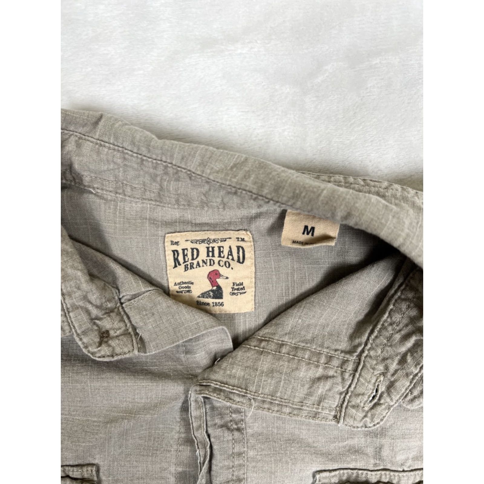 Vintage RedHead Shirt Button-Up Mens Medium Short Sleeve Brown Solid Cotton Woven Collared Pocketed Casual Workwear Outdoor 90s? (No) Size US M / EU 48-50 / 2 - 3 Thumbnail