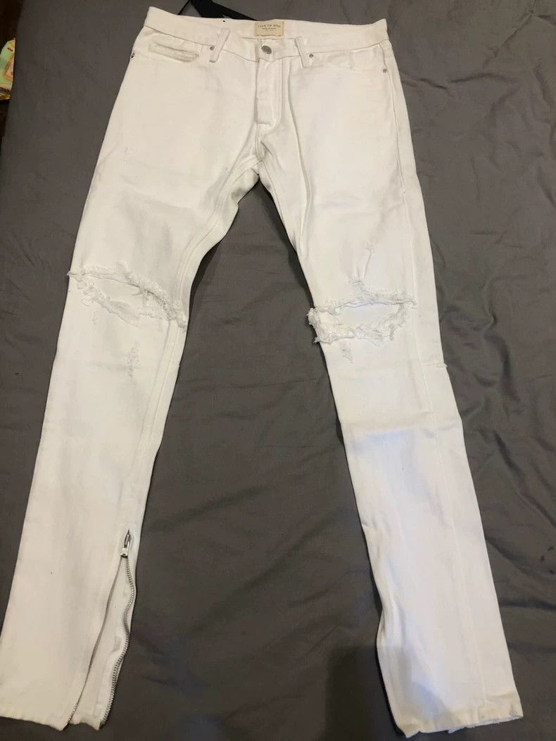 Fear of God Ripped white jeans