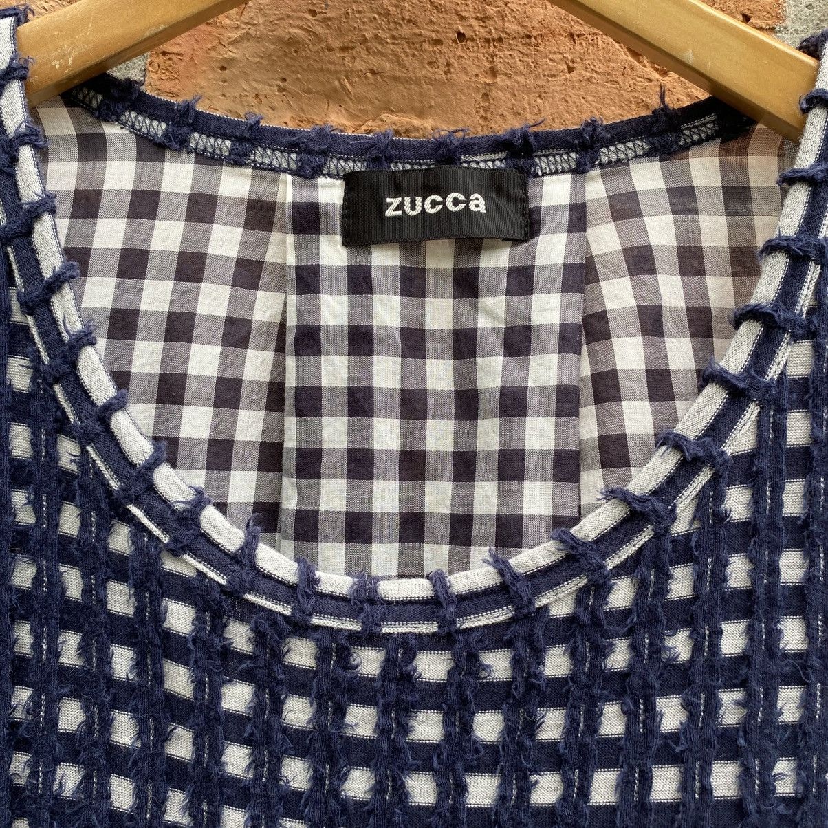 Zucca Zucca Navy Textured Grid Front Top with Sheer Back Panel Size M / US 6-8 / IT 42-44 - 5 Thumbnail