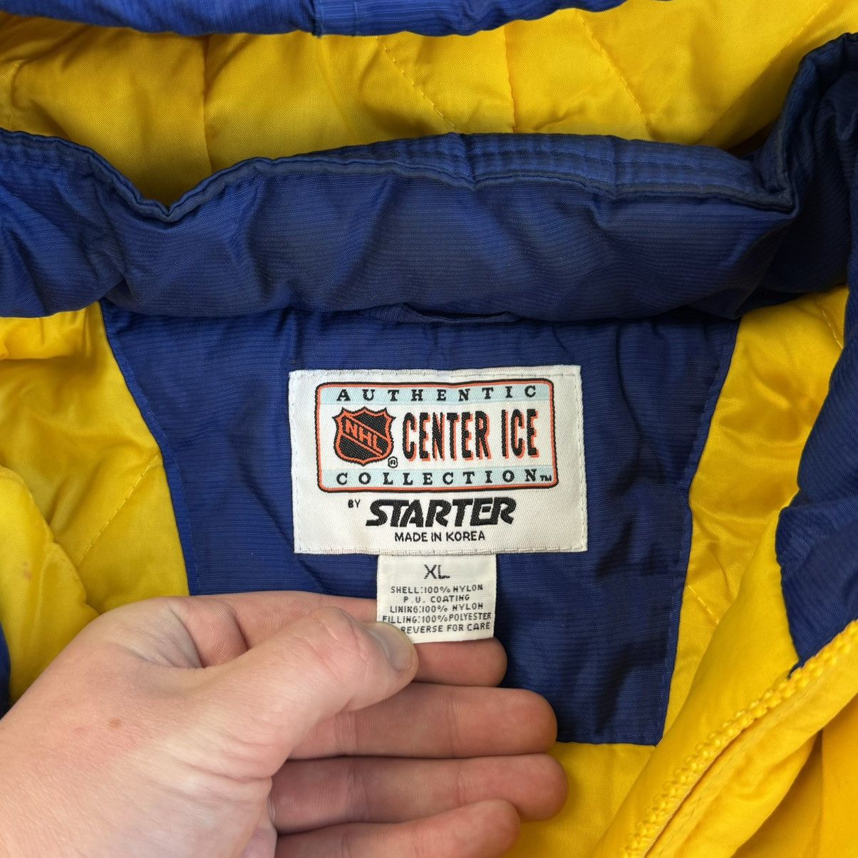 NHL × Starter × Vintage 90s STARTER NHL BUFFALO SABRES PULLOVER HOODED JACKET Sz XL Size US XL / EU 56 / 4 - 12 Thumbnail