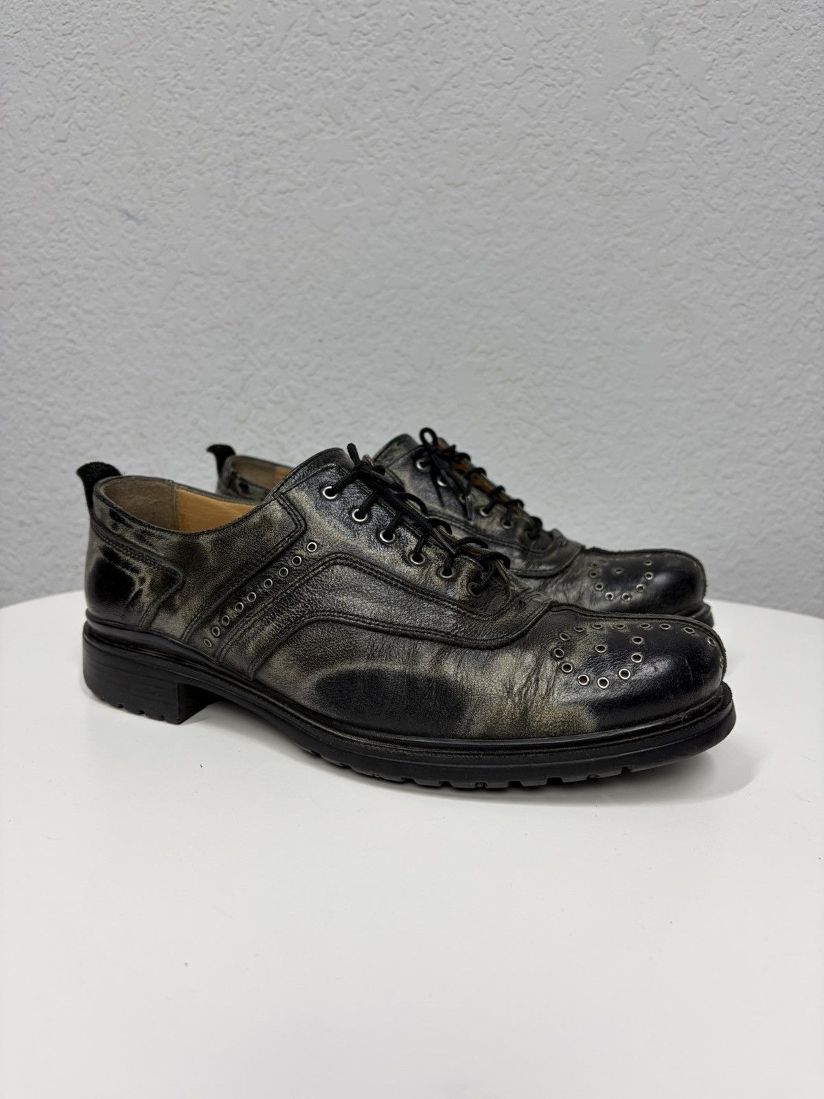 Studded Leather Lace-Up Shoes Boots Avant-Garde CCP Style