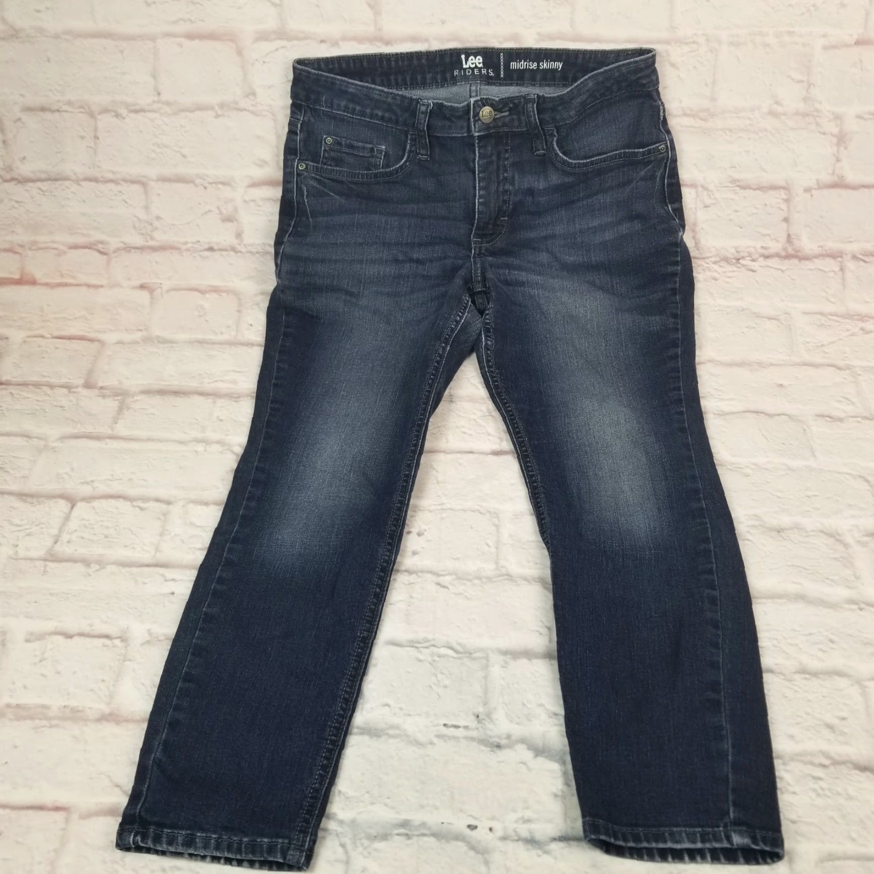 Lee VINTAGE Lee Riders Denim Jeans Womens Midrise Skinny Cropped Size 10P Petite Dark Wash Size 32" / US 10 / IT 46 - 2 Thumbnail