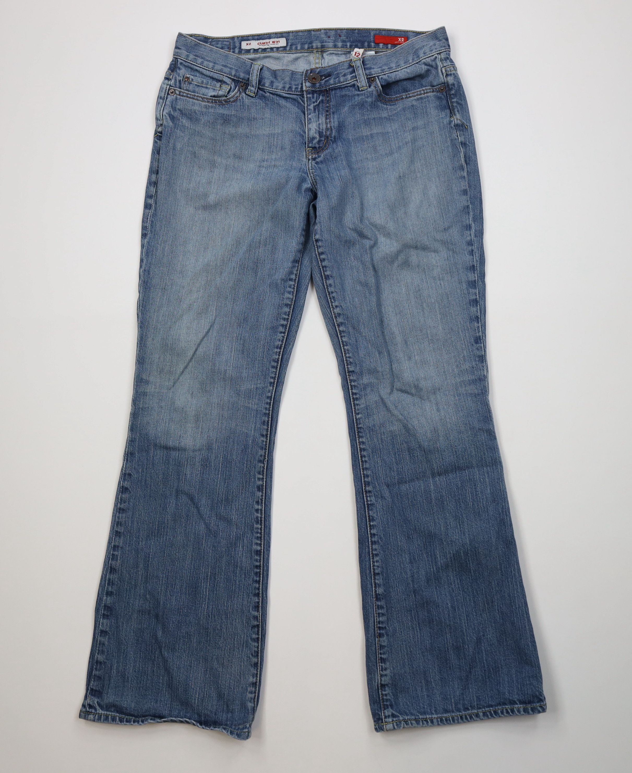 Express Vintage Y2K Express X2 Long Babydoll Curvy Wide Leg Jeans Size 34" / US 12 / IT 48 - 1 Thumbnail