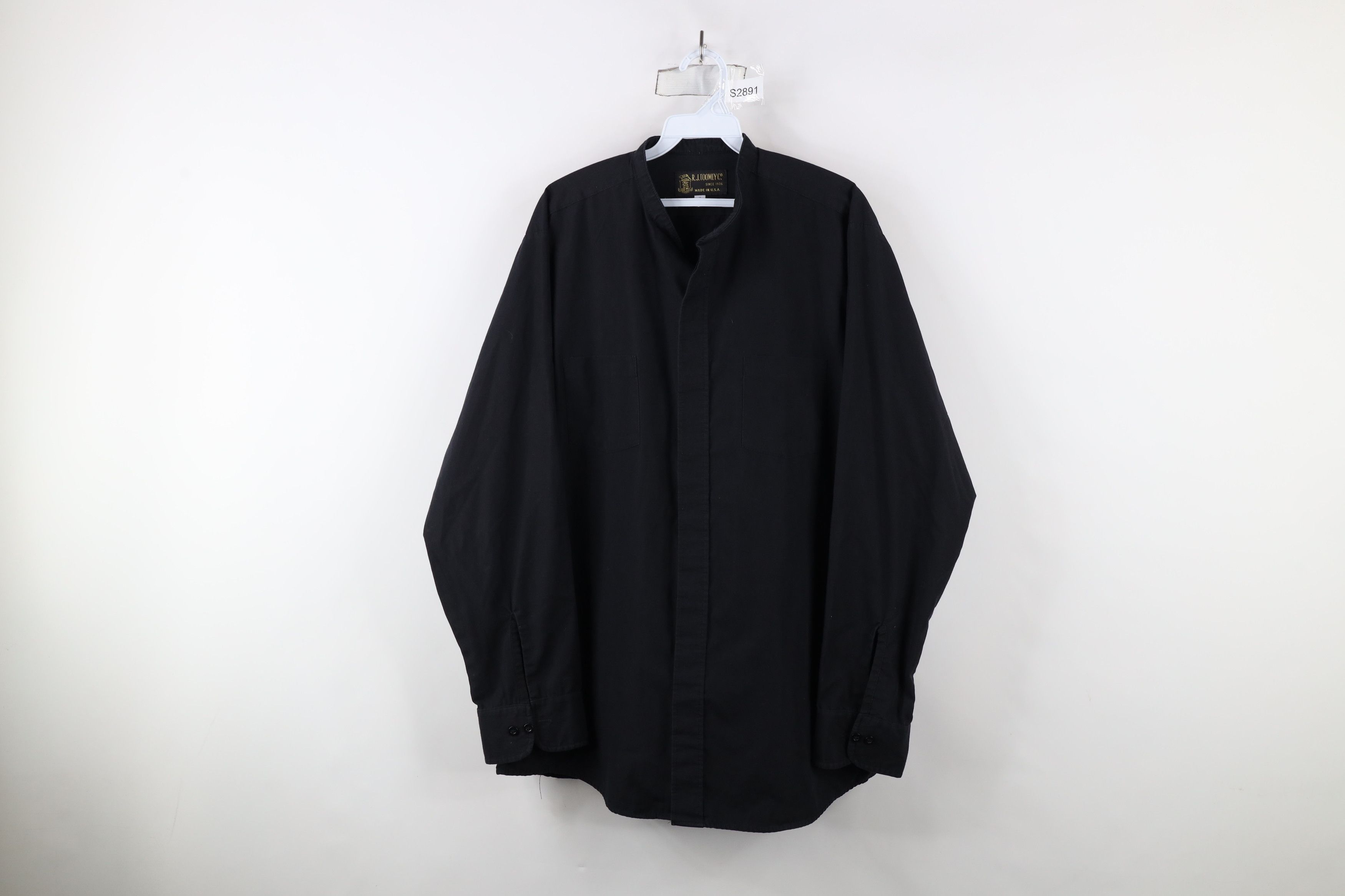 Vintage Vintage 90s Streetwear Clerical Band Collar Button Shirt USA Size US M / EU 48-50 / 2 - 1 Thumbnail