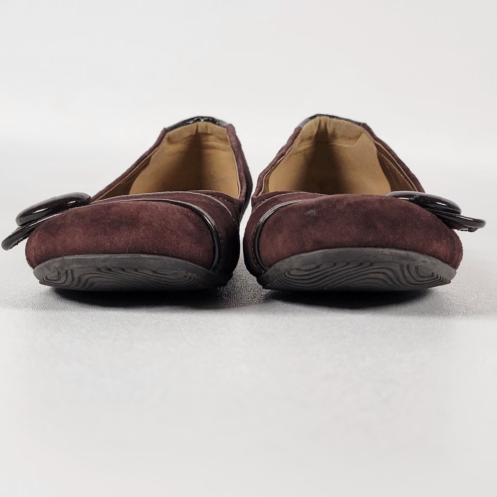 Ecco ECCO Womens Boullion Button Brown Suede Slip On Ballet Flats - 8 US / 39 EU - Casual Women Shoes, Brown, Solid, Round Toe, Flat Heel, Medium Width Size US 8 / IT 38 - 3 Thumbnail